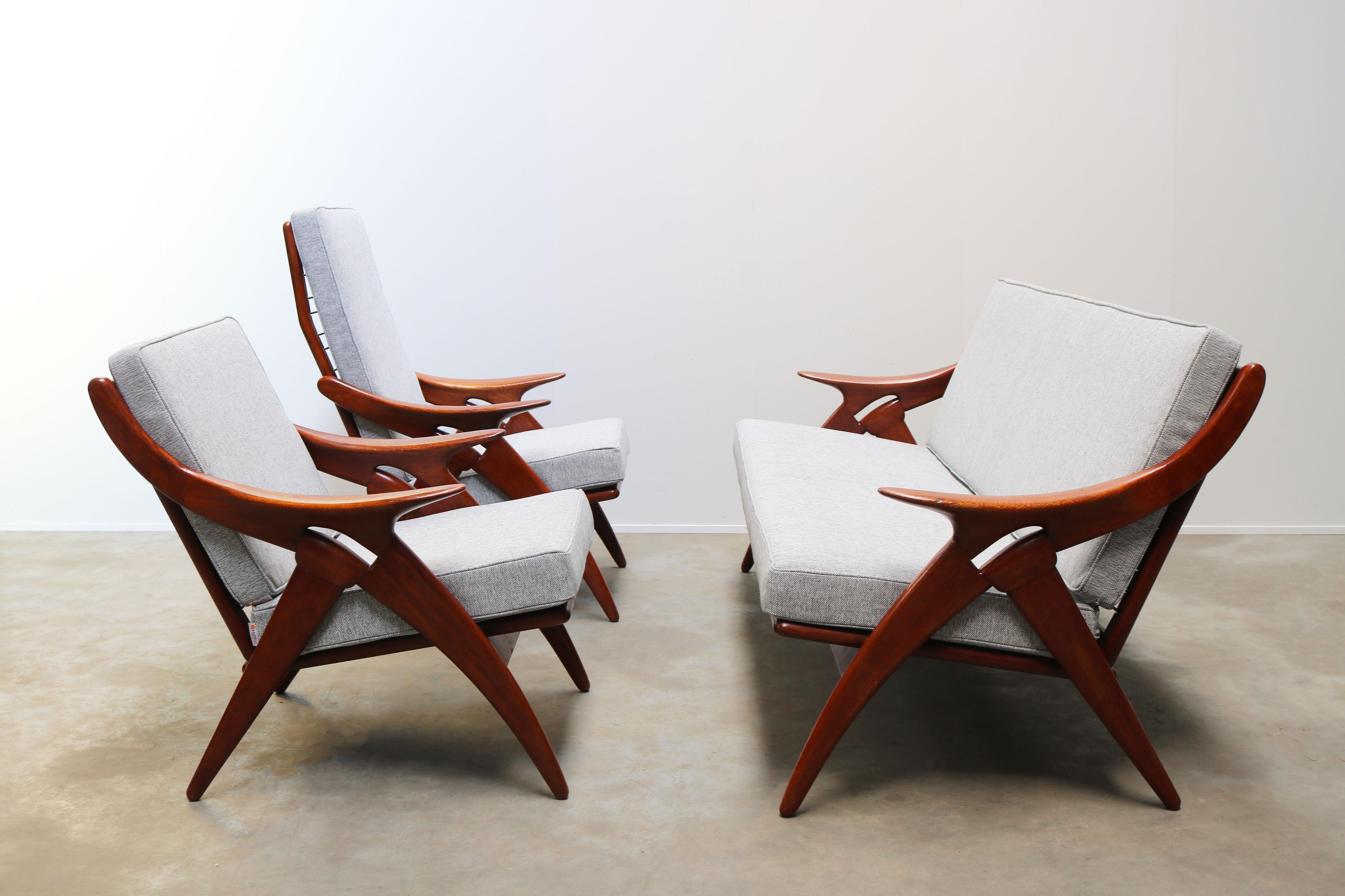 Rare and complete Dutch design living room set model: ''De Knoop