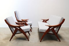Dutch Design Living Room Set ''De Knoop" by De Ster Gelderland 1960s Teak Grey