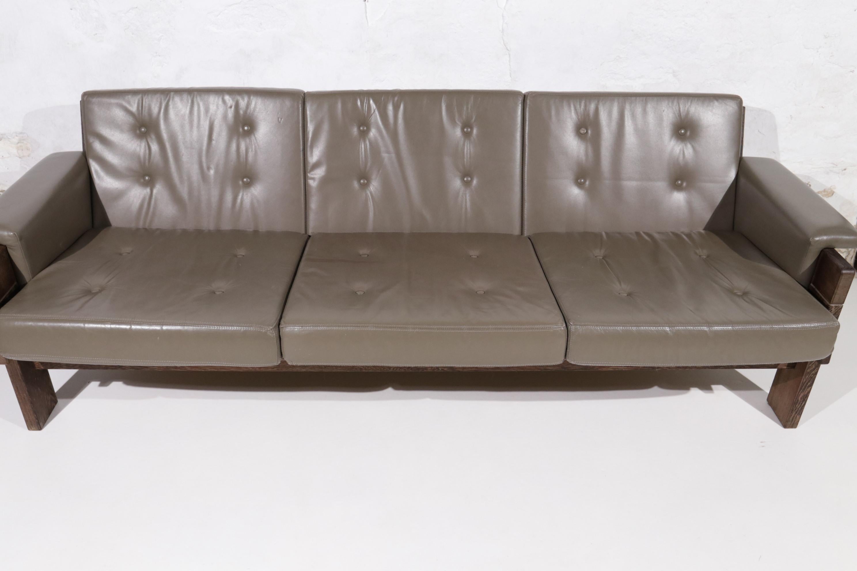 Dutch Design Mid-Century Modern Martin Visser Sofa Leather Wenge 16