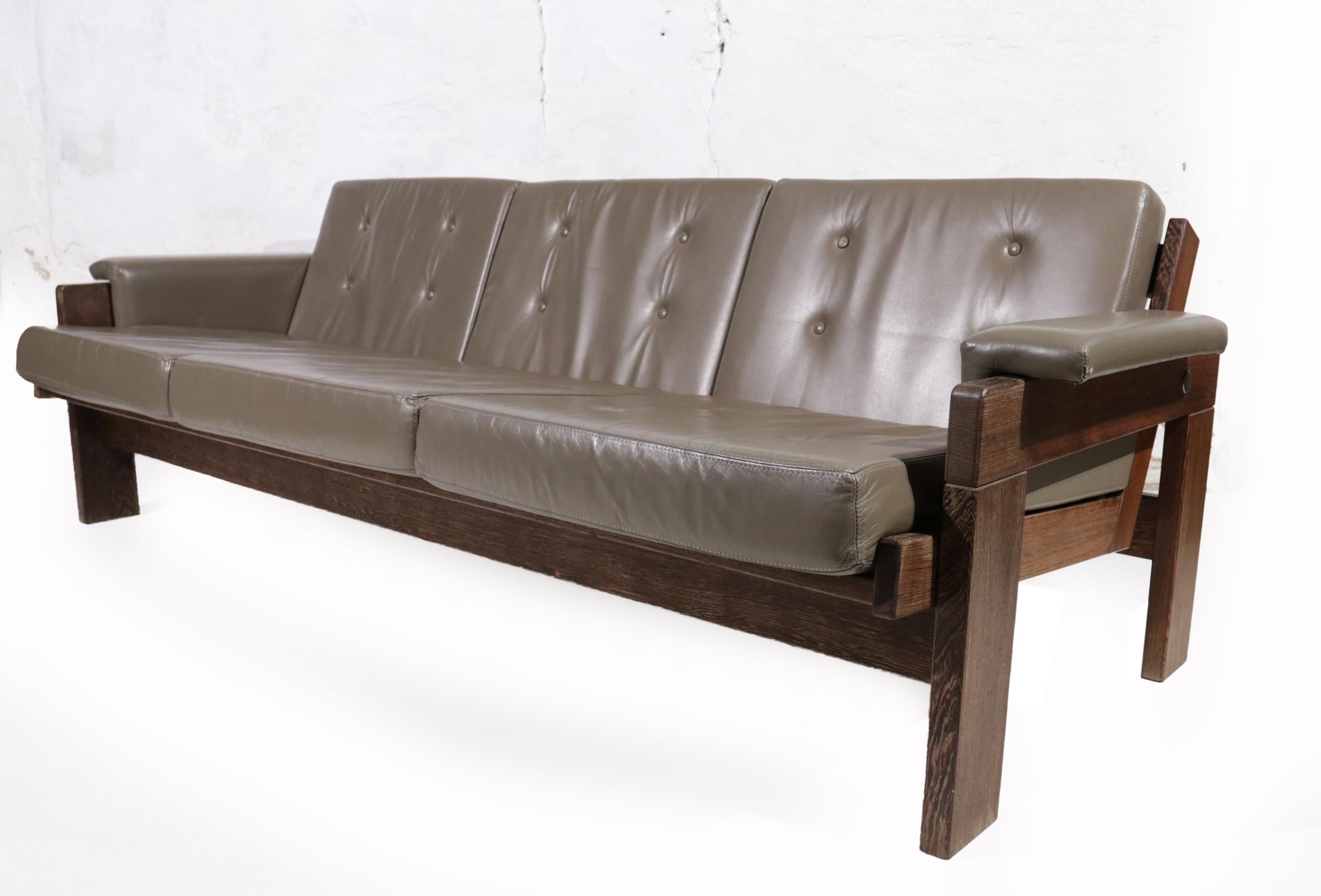 Dutch Design Mid-Century Modern Martin Visser Sofa Leather Wenge 4