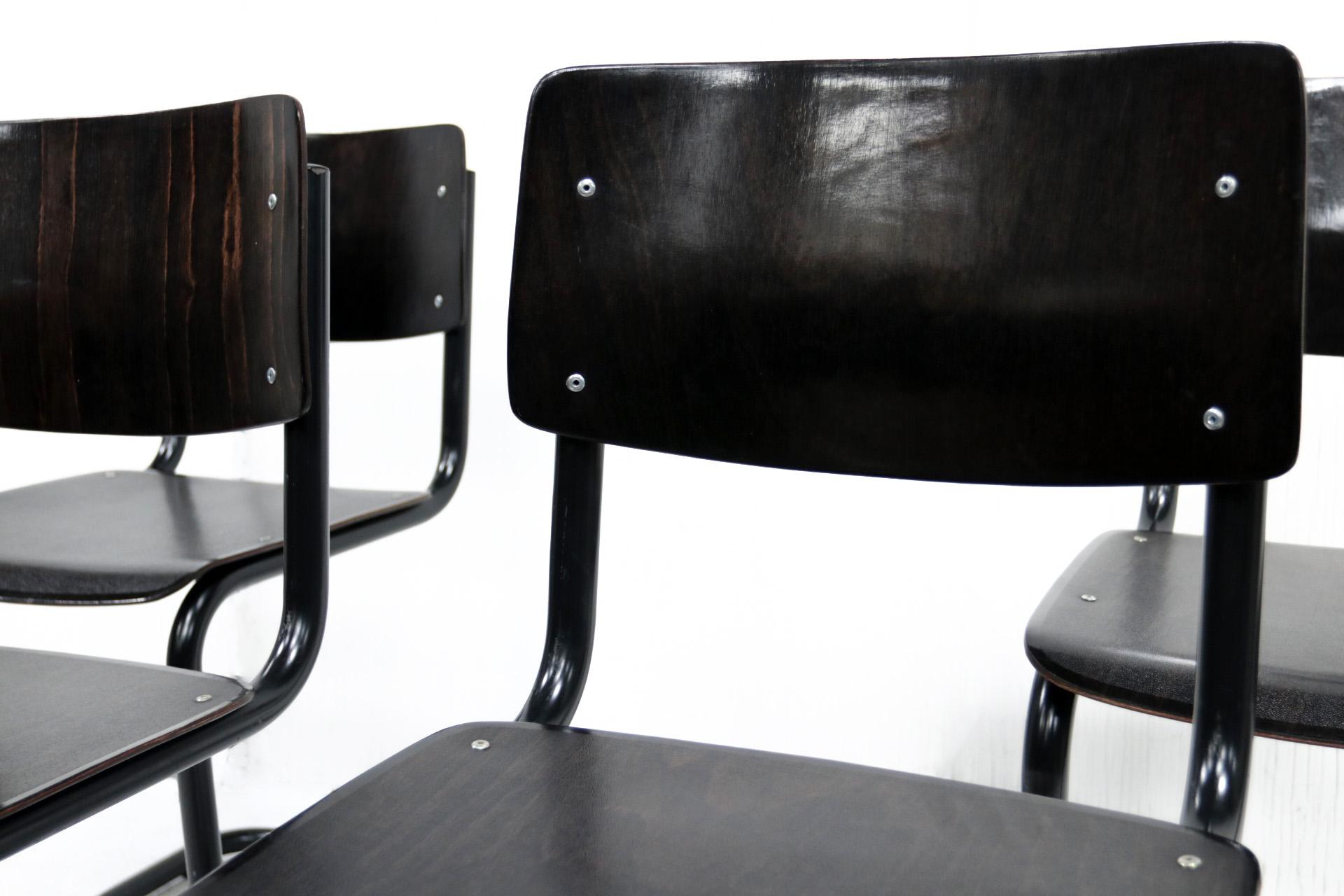 Metal Dutch Design Midcentury Marcel Breuer style Ahrend Dining Chairs, 1970