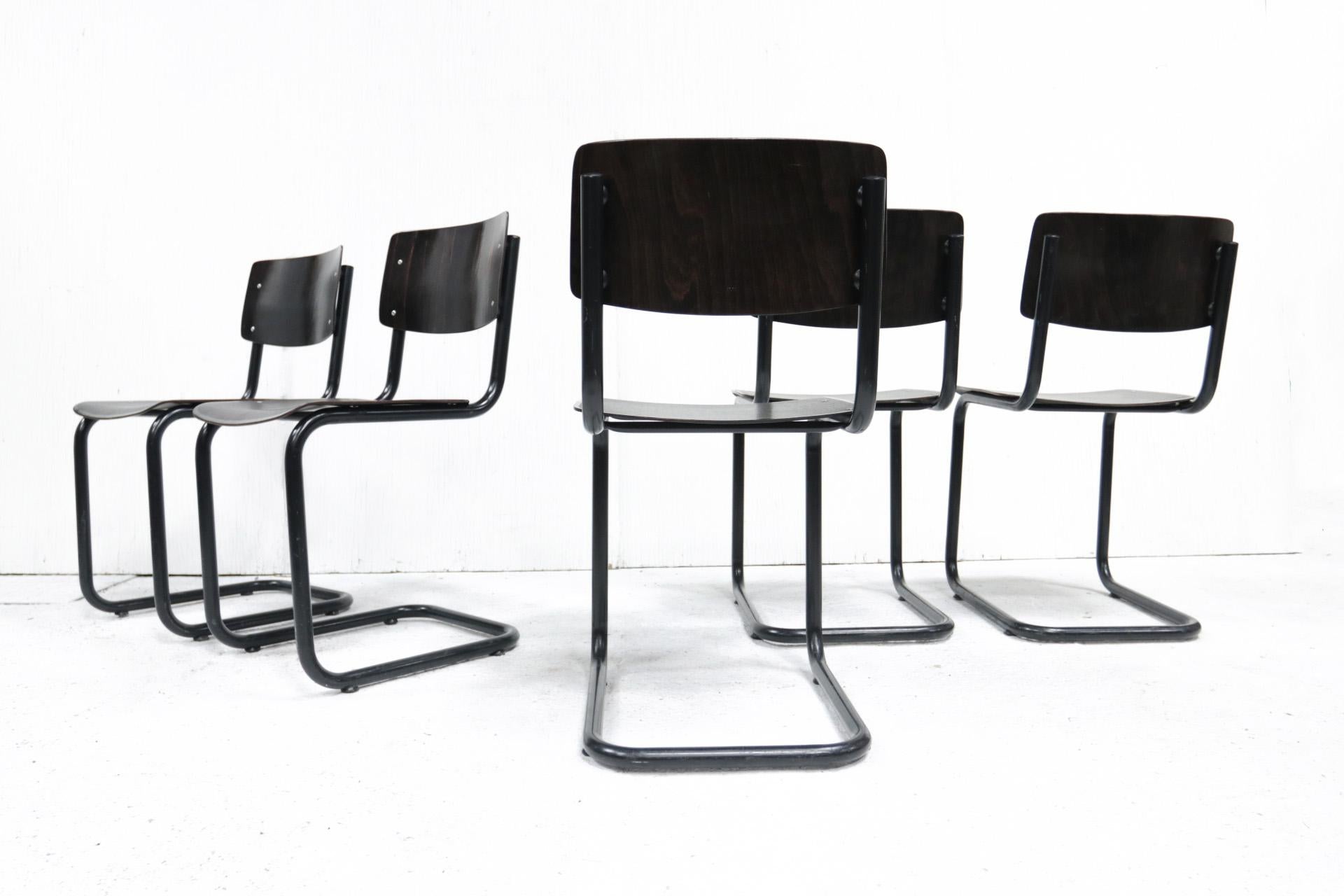 Dutch Design Midcentury Marcel Breuer style Ahrend Dining Chairs, 1970 3