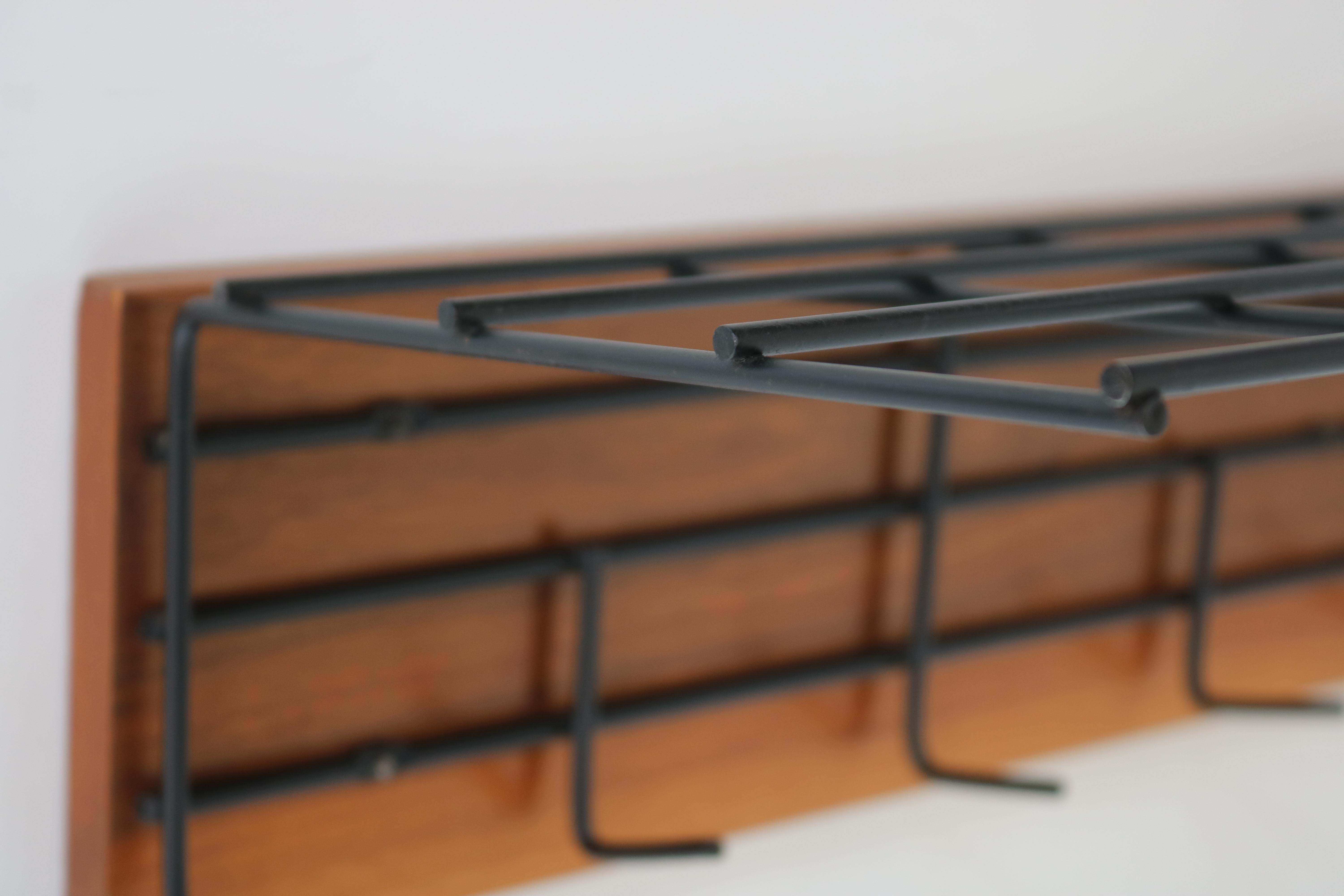 Hand-Crafted Dutch Design Minimalist Coat Rack by Tjerk Reijenga for Pilastro 1950 Teak Metal For Sale