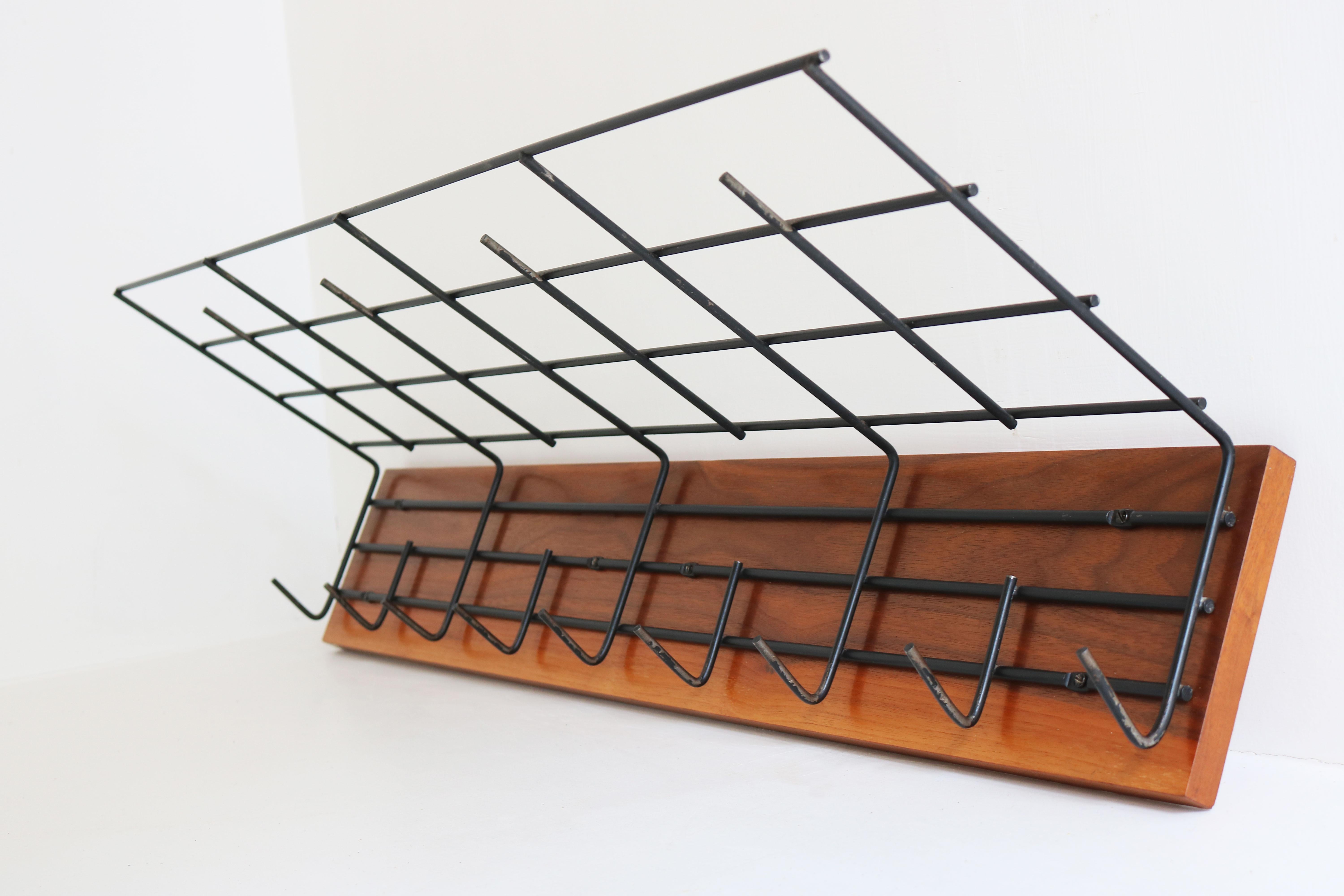 Dutch Design Minimalist Coat Rack by Tjerk Reijenga for Pilastro 1950 Teak Metal For Sale 1