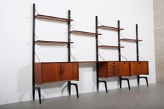 Dutch Design modular wall unit by Louis van Teeffelen for Webe 1950s black teak