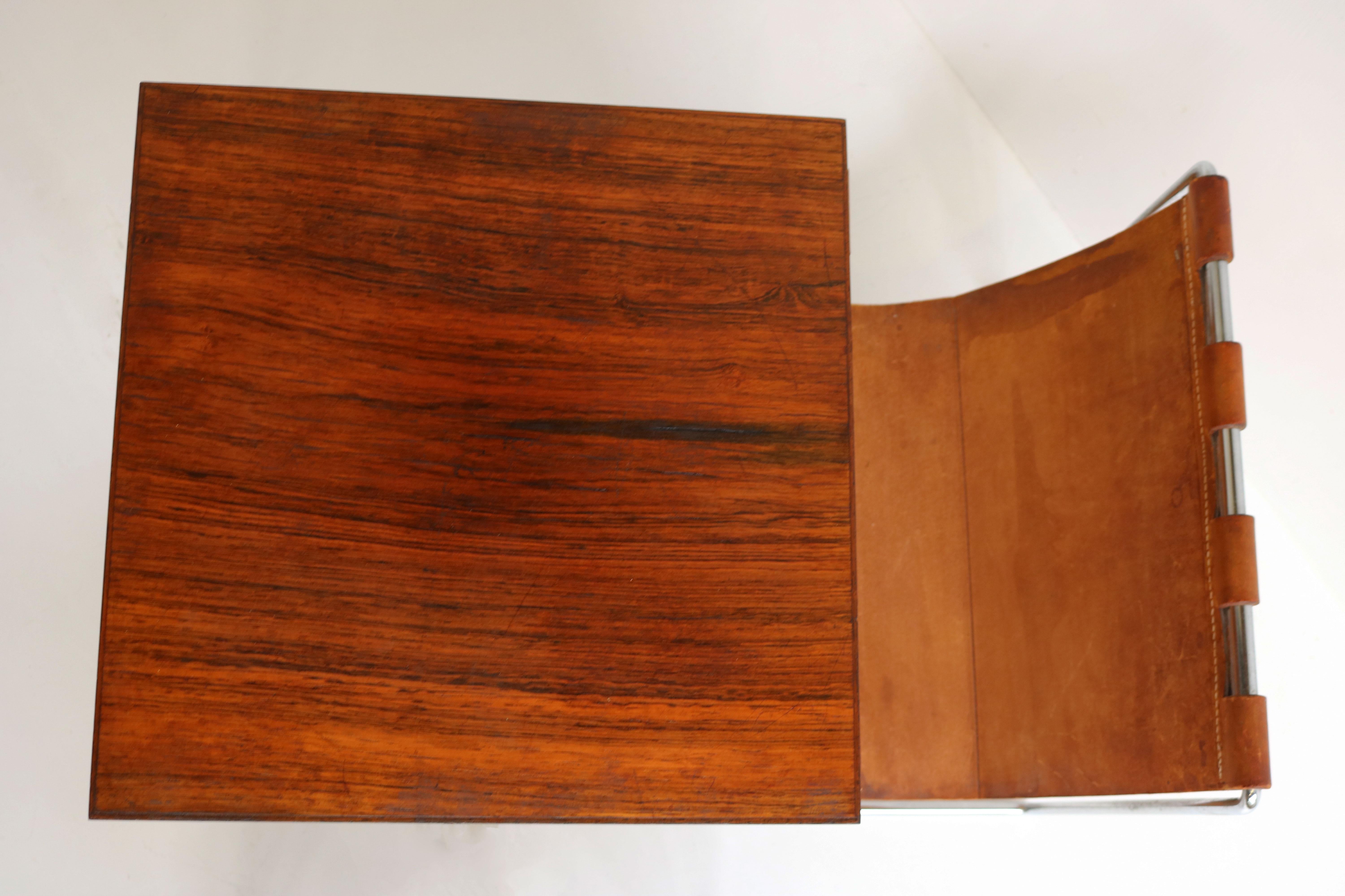Dutch Design Nesting Tables Magazine Holder by Brabantia Chrome Leather Rosewood 3