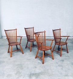 Dutch Design Oak Arm Chair set by De Ster Gelderland, Netherlands 1960's