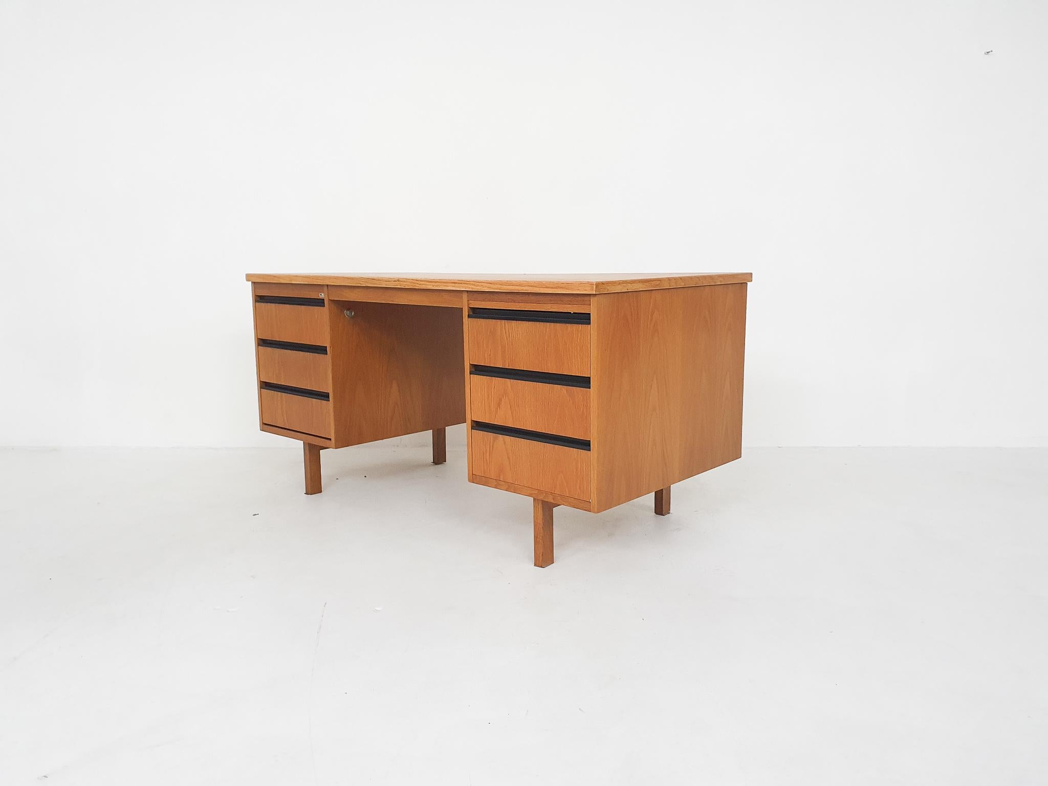 Plastic Dutch Design Oak Desk by Eeka, Attrb Coen de Vries, 1970's