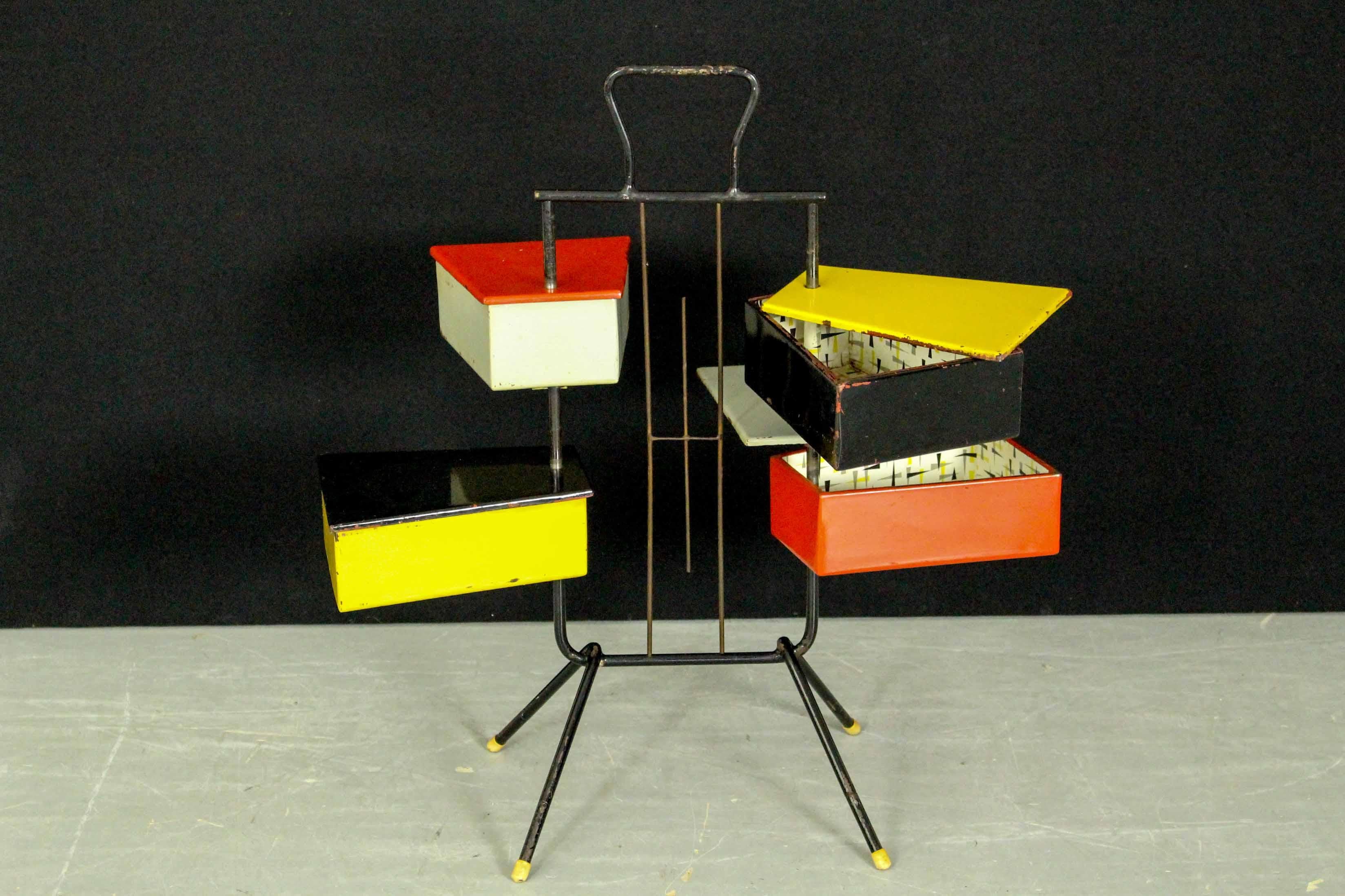 Dutch Design Sewing Box by Joost Teders for Metalux, 1950s For Sale 4