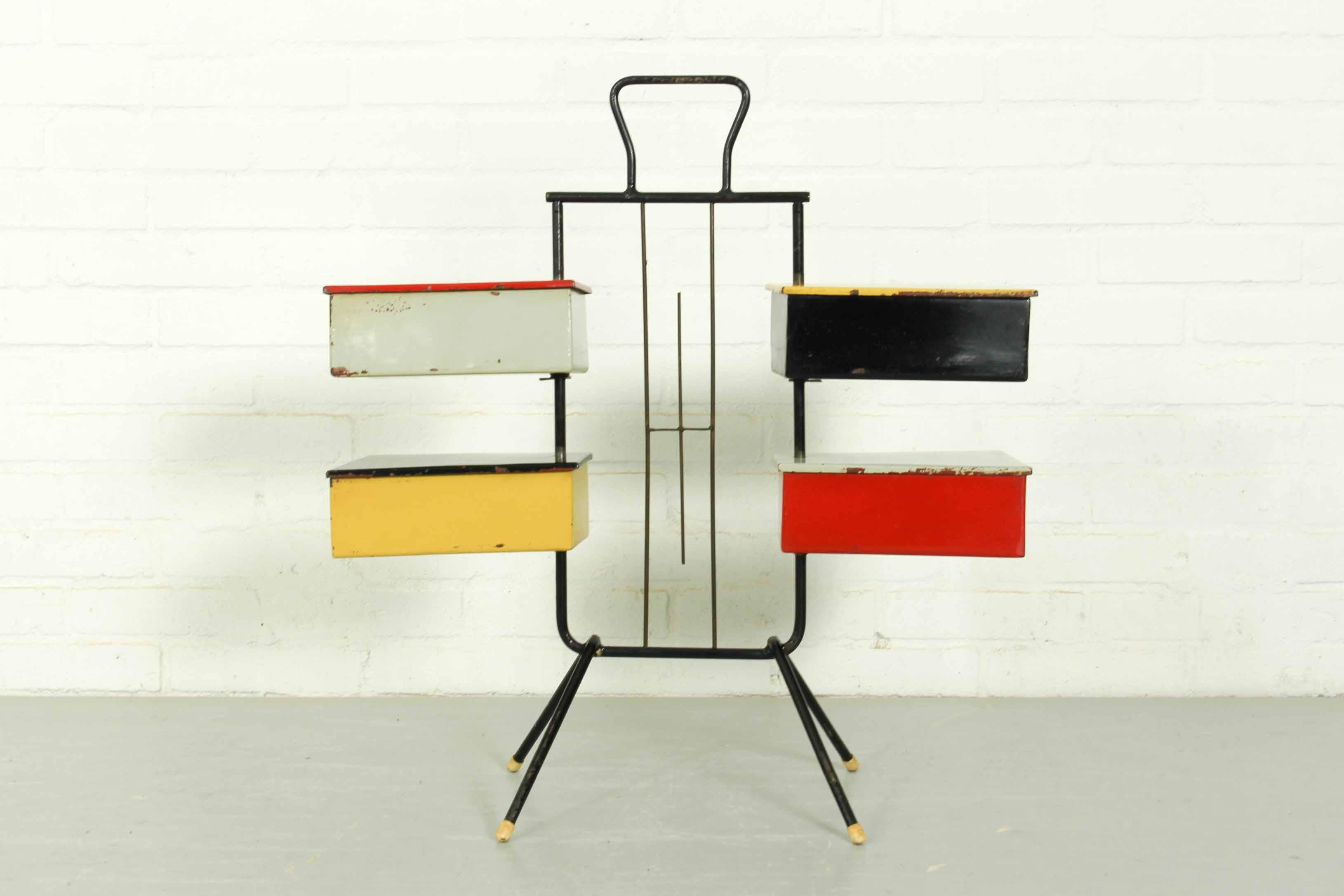 Mid-Century Modern Dutch Design Sewing Box by Joost Teders for Metalux, 1950s For Sale