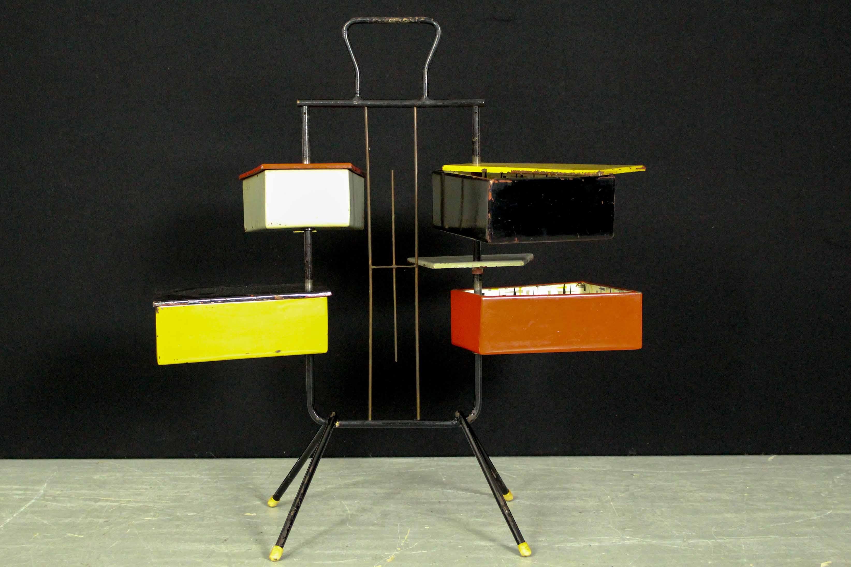 Nähkasten im niederländischen Design von Joost Teders für Metalux, 1950er Jahre (Metall) im Angebot