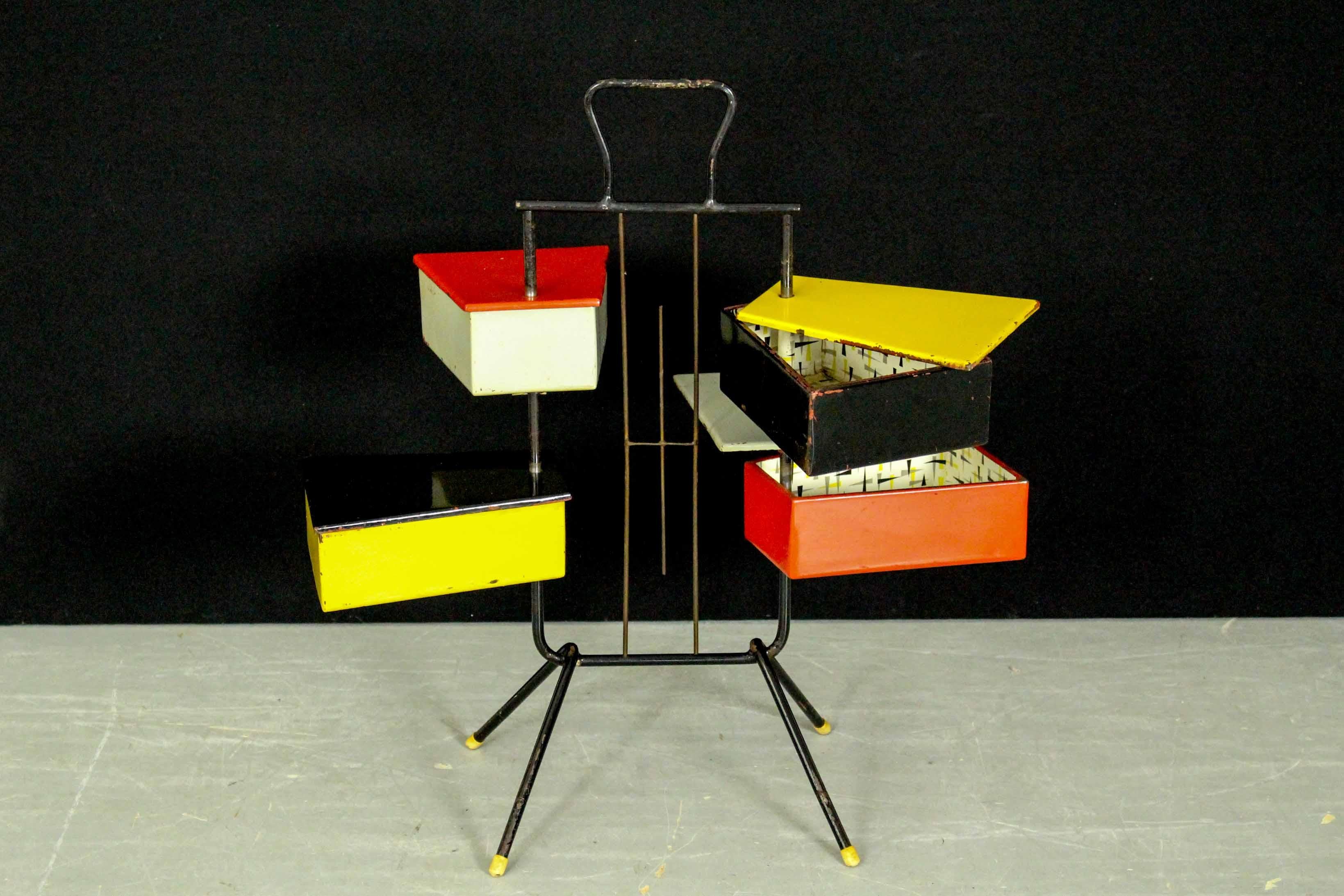 Dutch Design Sewing Box by Joost Teders for Metalux, 1950s For Sale 3