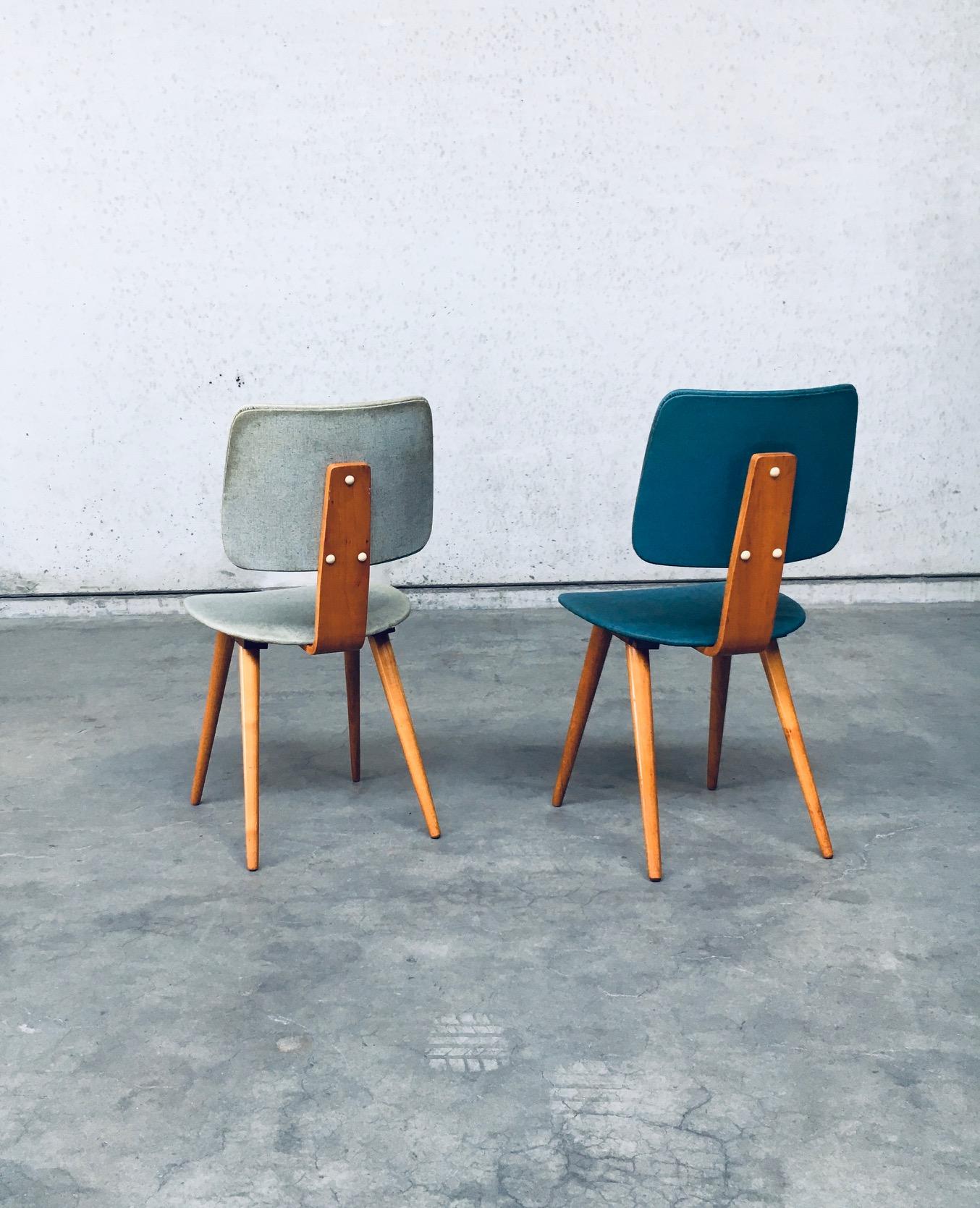 Beech Dutch Design Side Chair Set by Cor Alons, Netherlands, 1950s