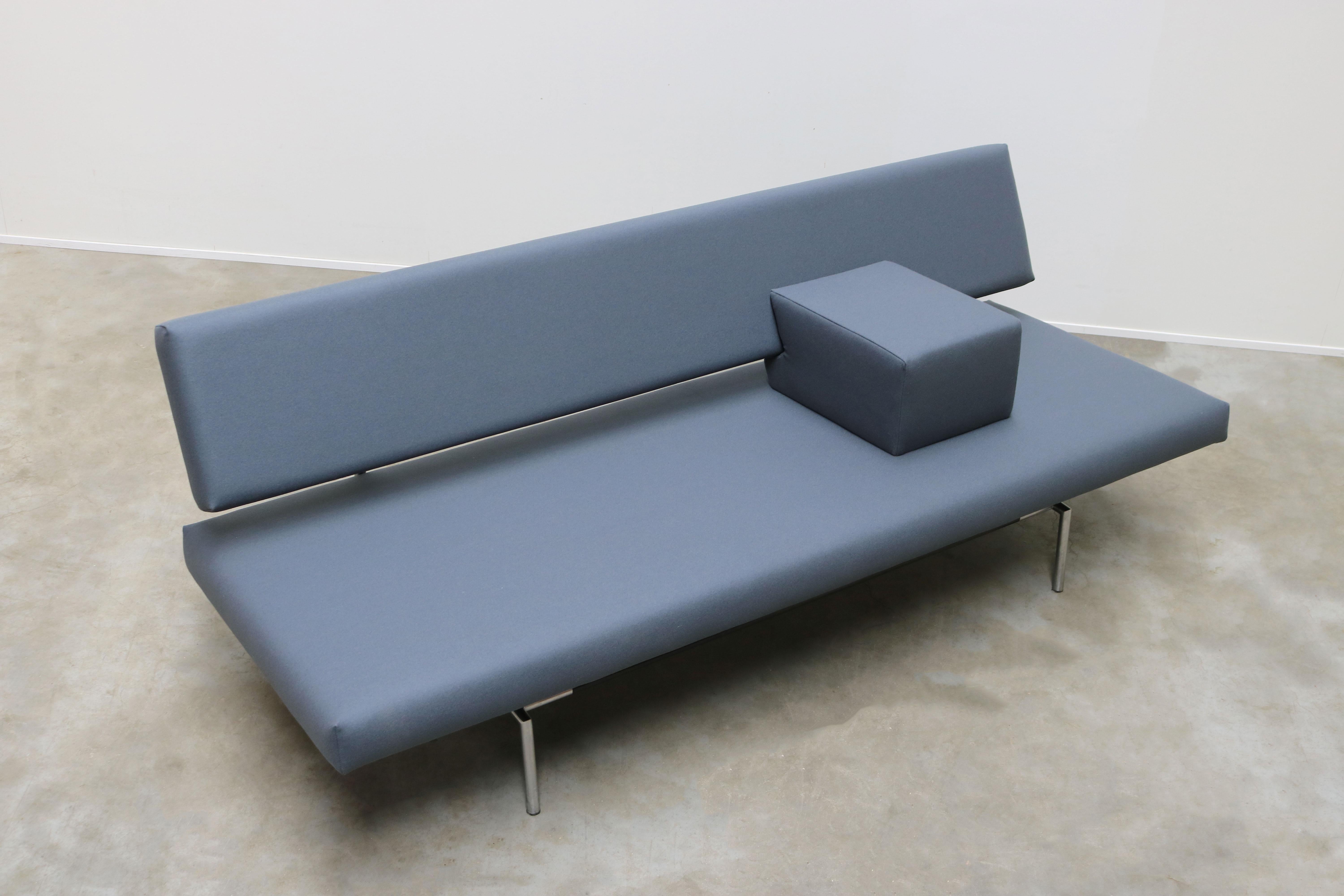 Mid-Century Modern Dutch Design Sofa / Daybed BR02 by Martin Visser for Spectrum 1960s Grey Chrome