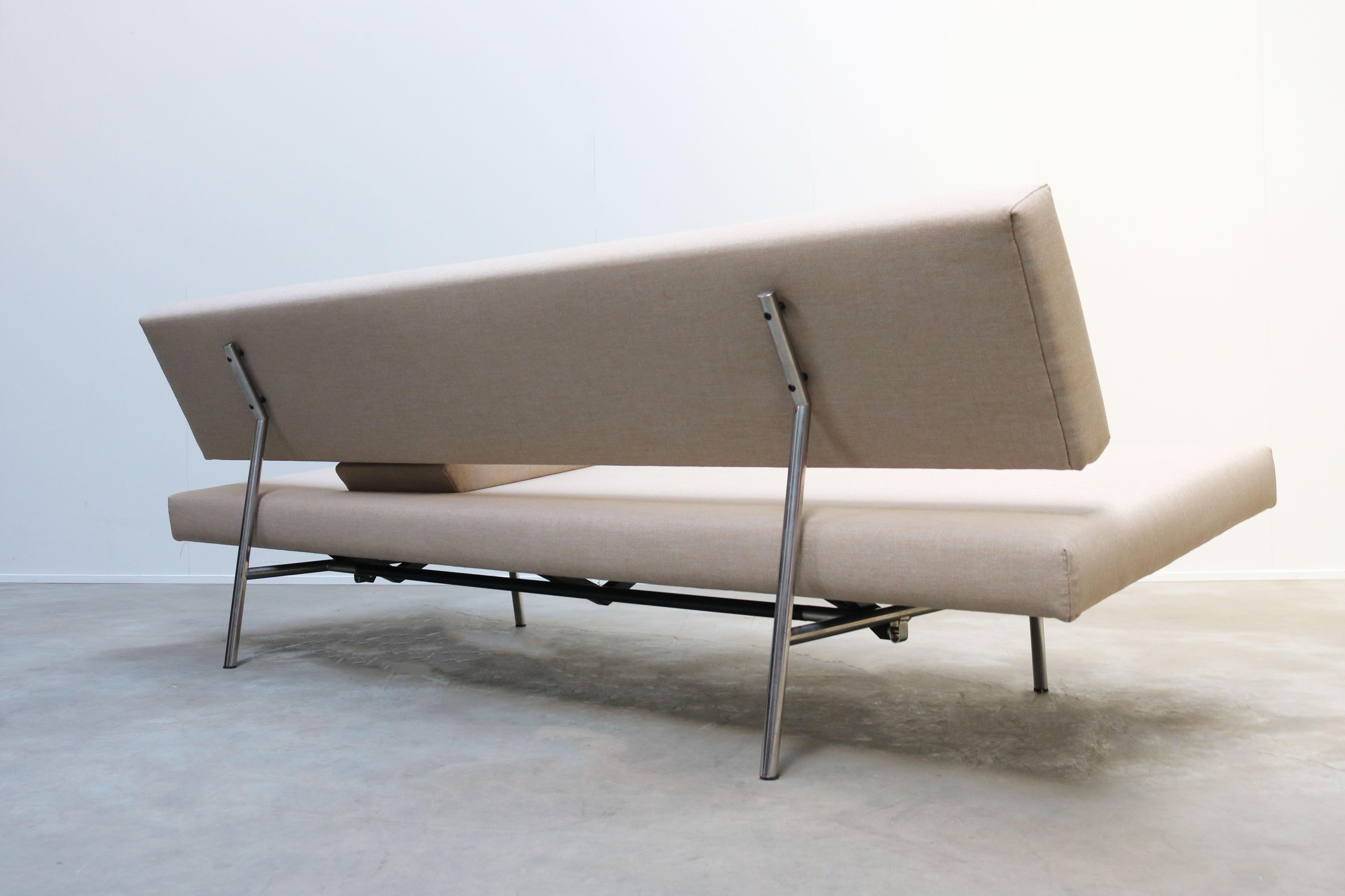 Dutch Design Sofa / Daybed BR02 by Martin Visser for Spectrum 1960s Grey Chrome In Good Condition In Ijzendijke, NL