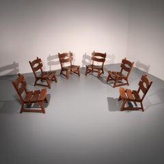Dutch design stained solid oak chairs by Dittmann & Co for AWA 1960s