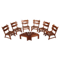 Dutch design stained solid oak chairs by Dittmann & Co for AWA 1960s