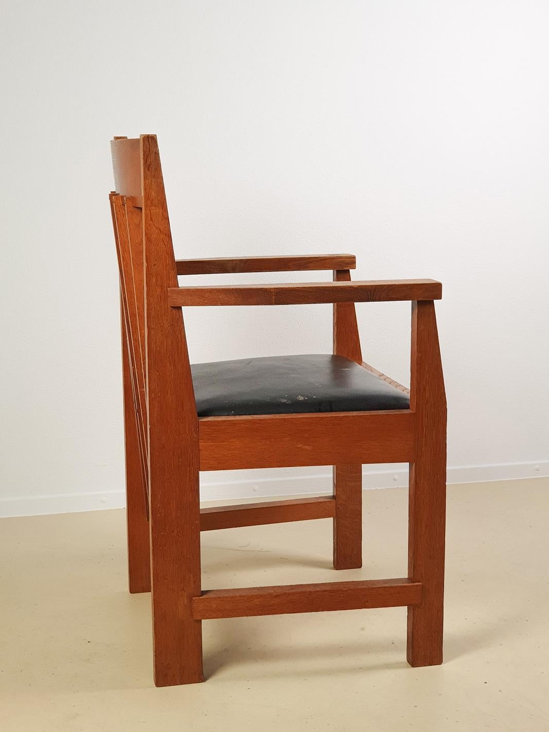 Early 20th century Dutch design chair
Modernist and Minimalist piece from the Art Deco era.

The Hague School is a group of artists who lived and worked in The Hague between 1860 and 1890. Their work was heavily influenced by the realist painters
