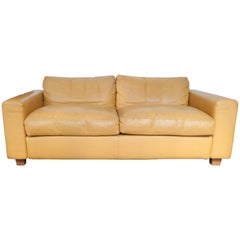 Dutch Design Yellow Leather Two-Seat Designed by Jan de Bouvrie