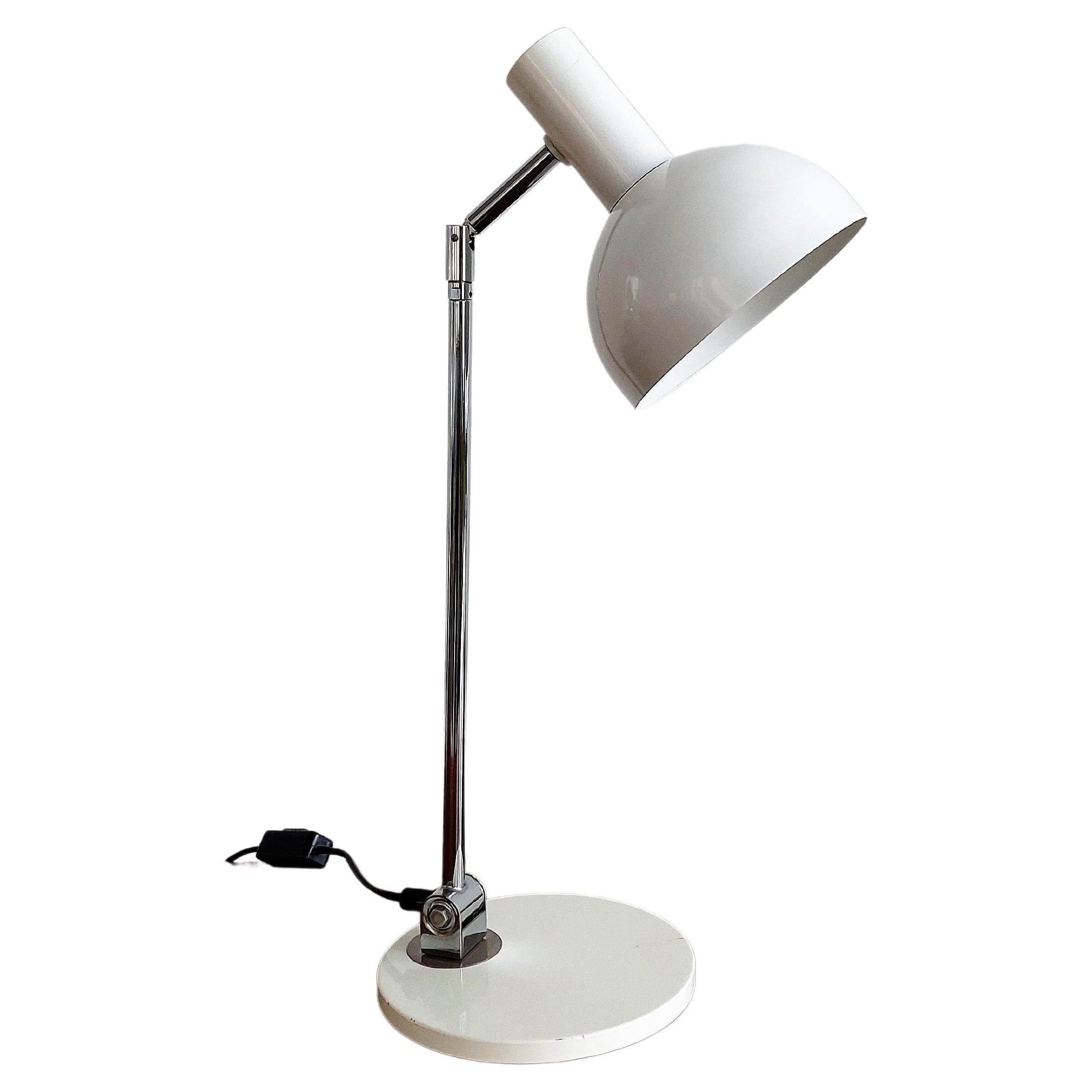 Dutch Designed White Metal and Chrome Table or Desk Lamp, 1960's For Sale