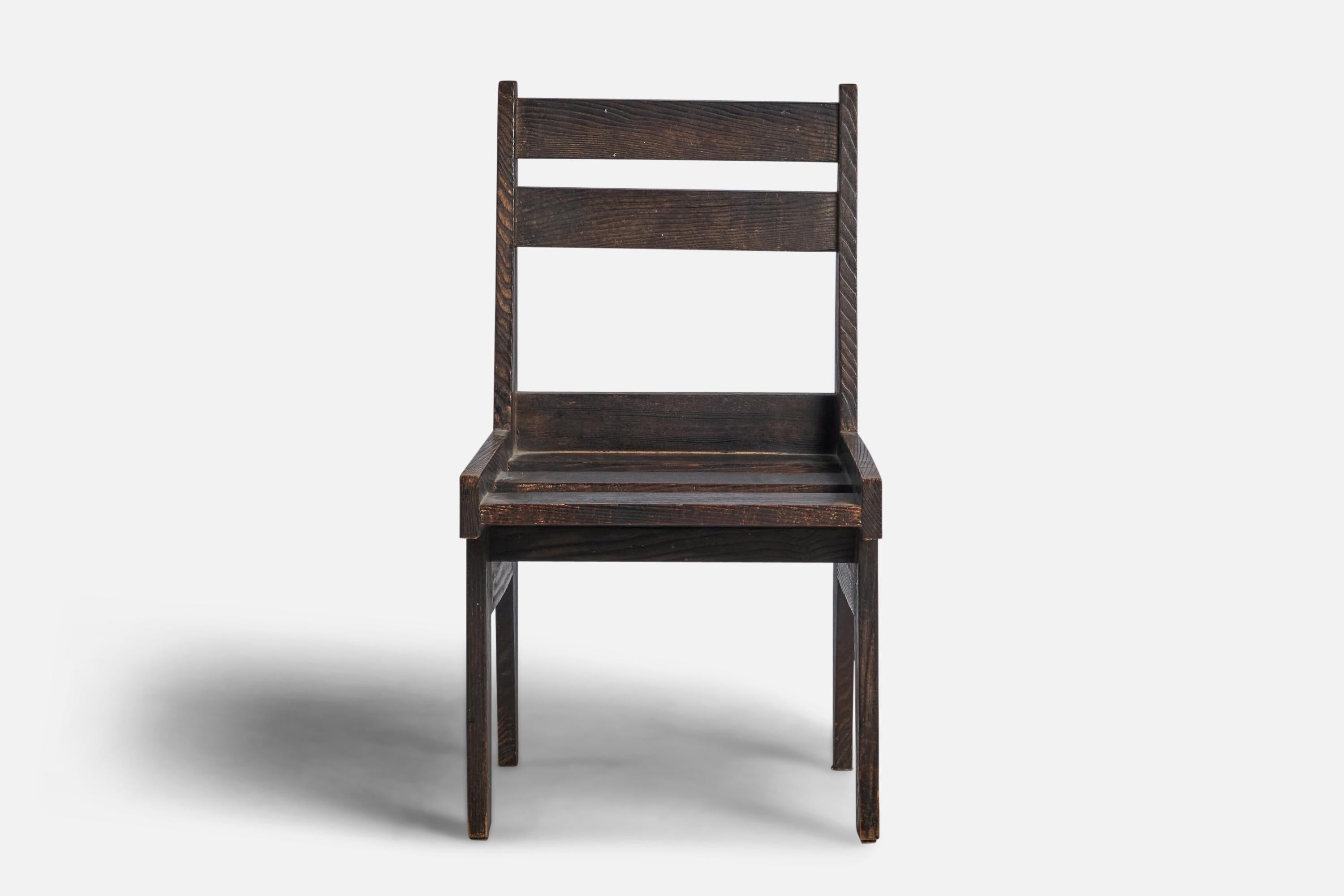 De Stijl Dutch Designer, Side Chair, Oak, Netherlands, 1940s For Sale