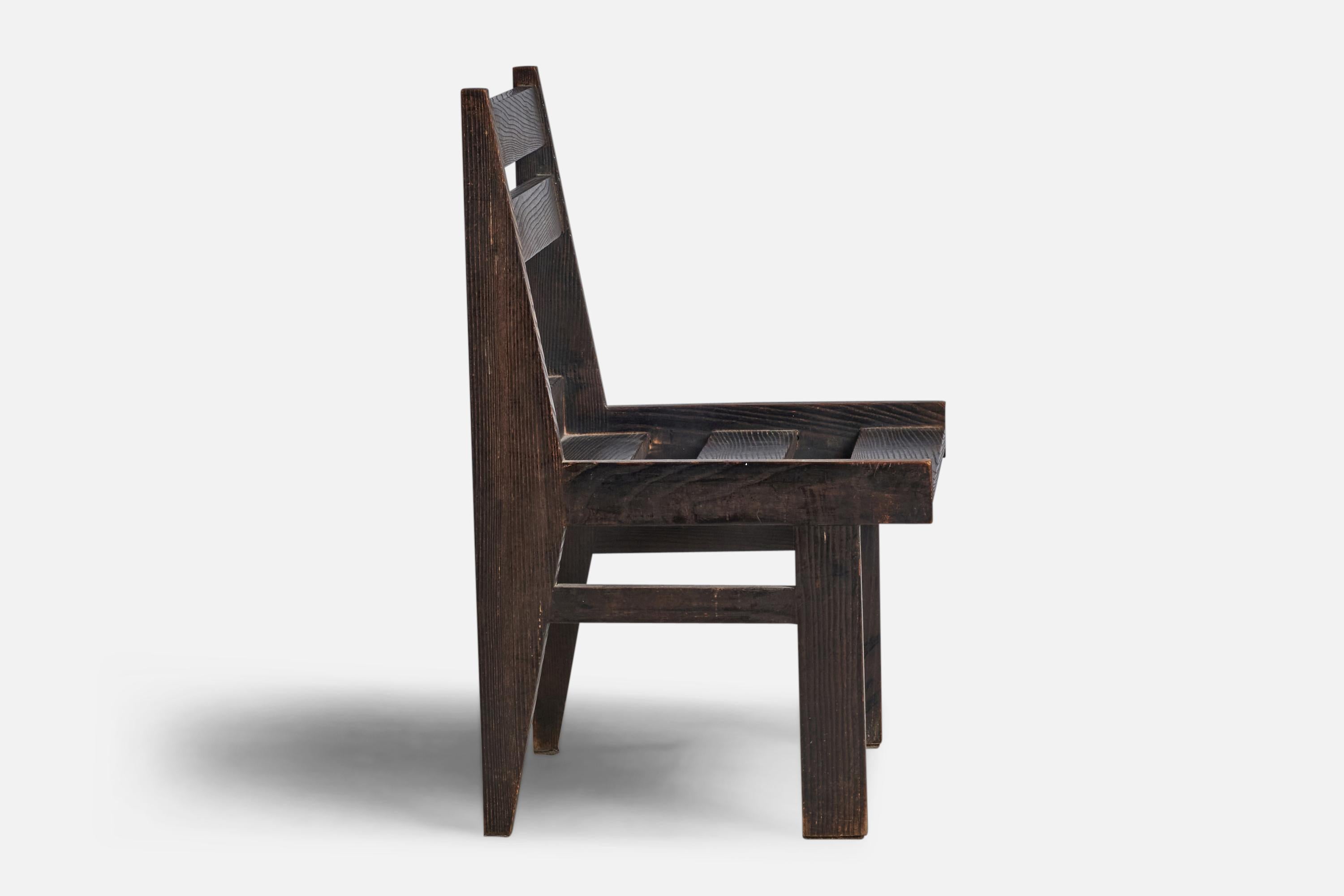 Mid-20th Century Dutch Designer, Side Chair, Oak, Netherlands, 1940s For Sale
