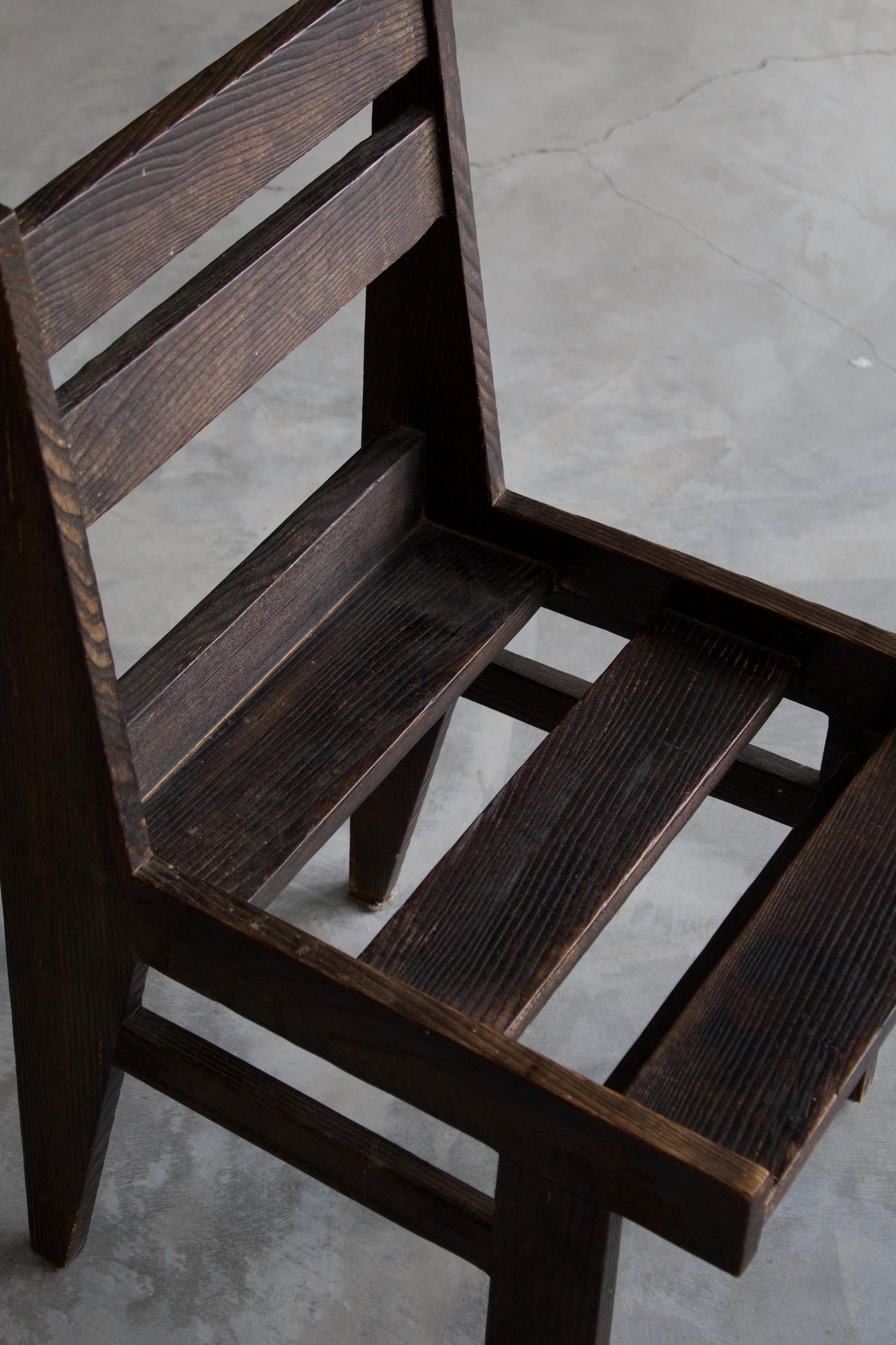 Mid-20th Century Dutch Designer, Side Chair, Solid Stained Oak, Netherlands, c. 1940s 