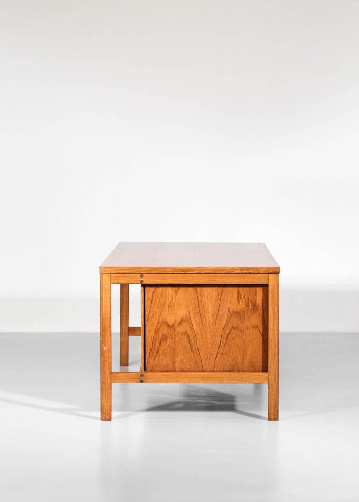 Dutch Desk in the Style of Jules Wabbes, 1970s Architect Teak Vintage 3