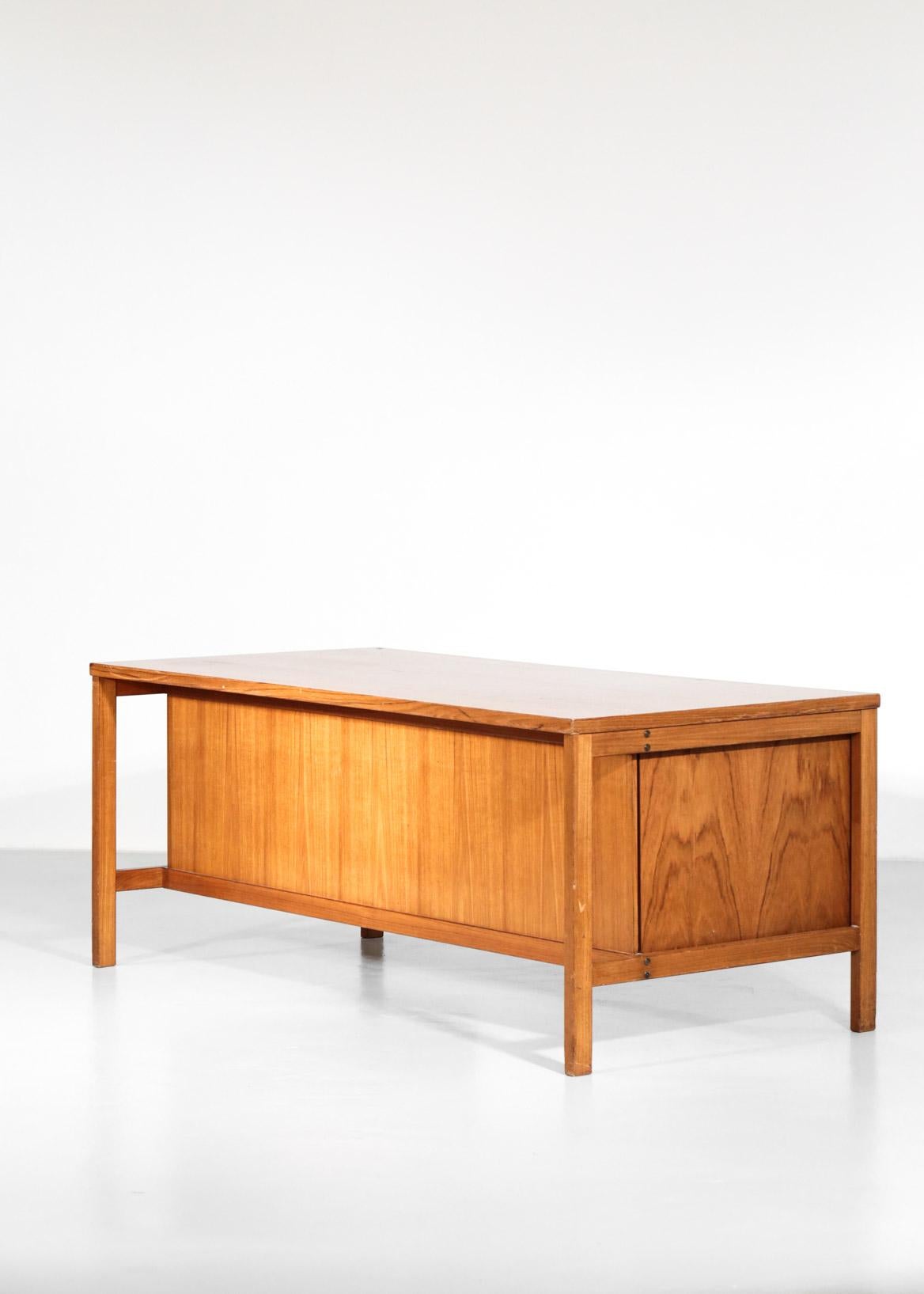 Dutch Desk in the Style of Jules Wabbes, 1970s Architect Teak Vintage In Good Condition In Lyon, FR