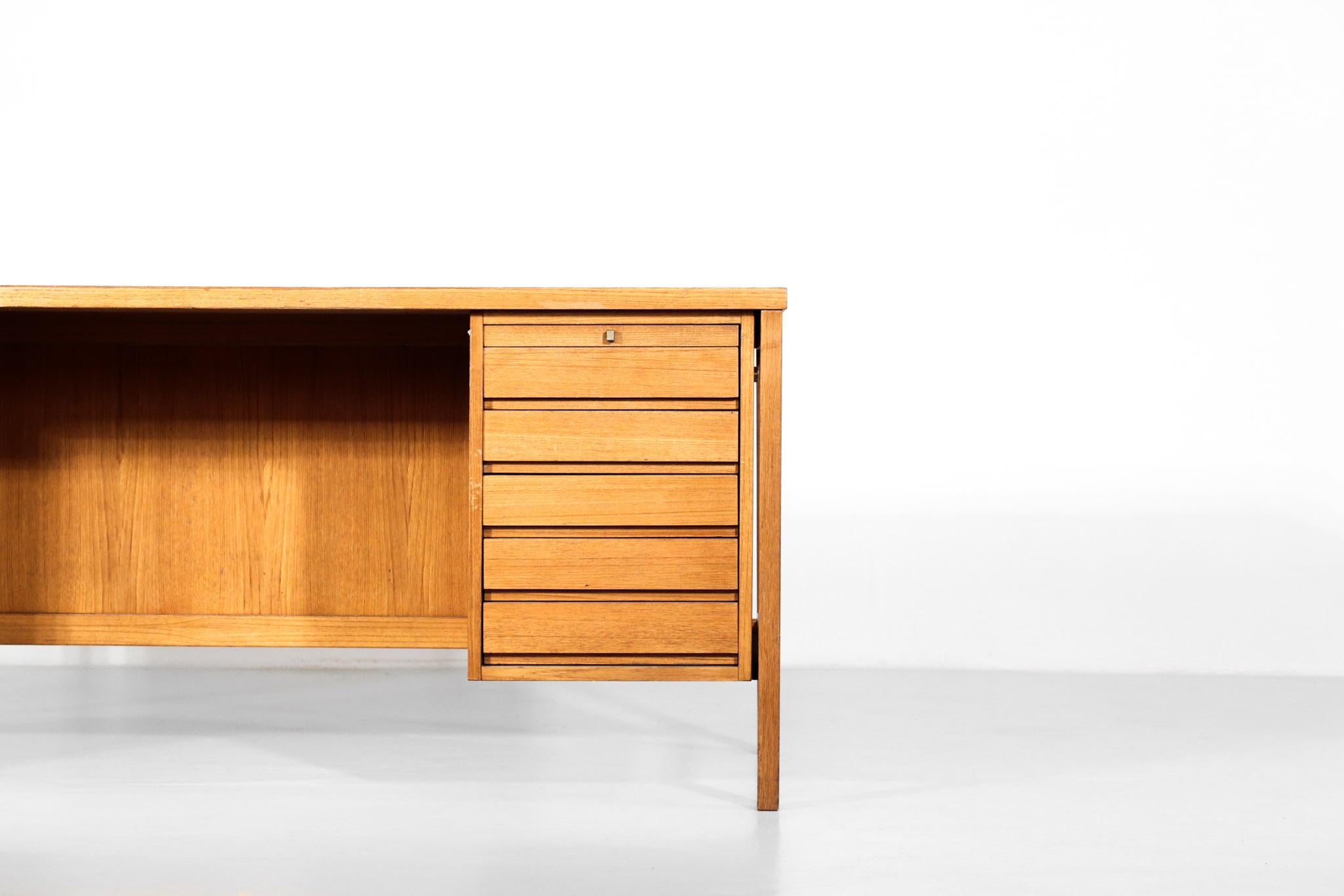 20th Century Dutch Desk in the Style of Jules Wabbes, 1970s Architect Teak Vintage