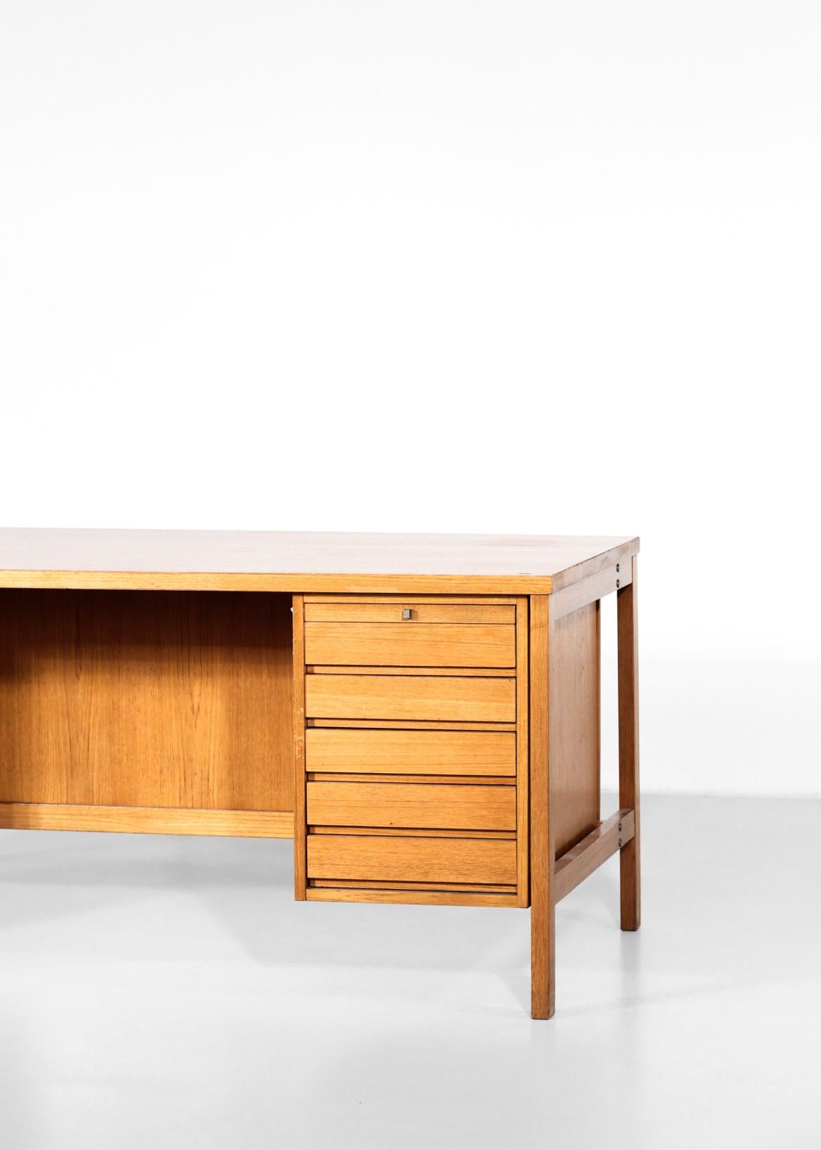 Dutch Desk in the Style of Jules Wabbes, 1970s Architect Teak Vintage 1