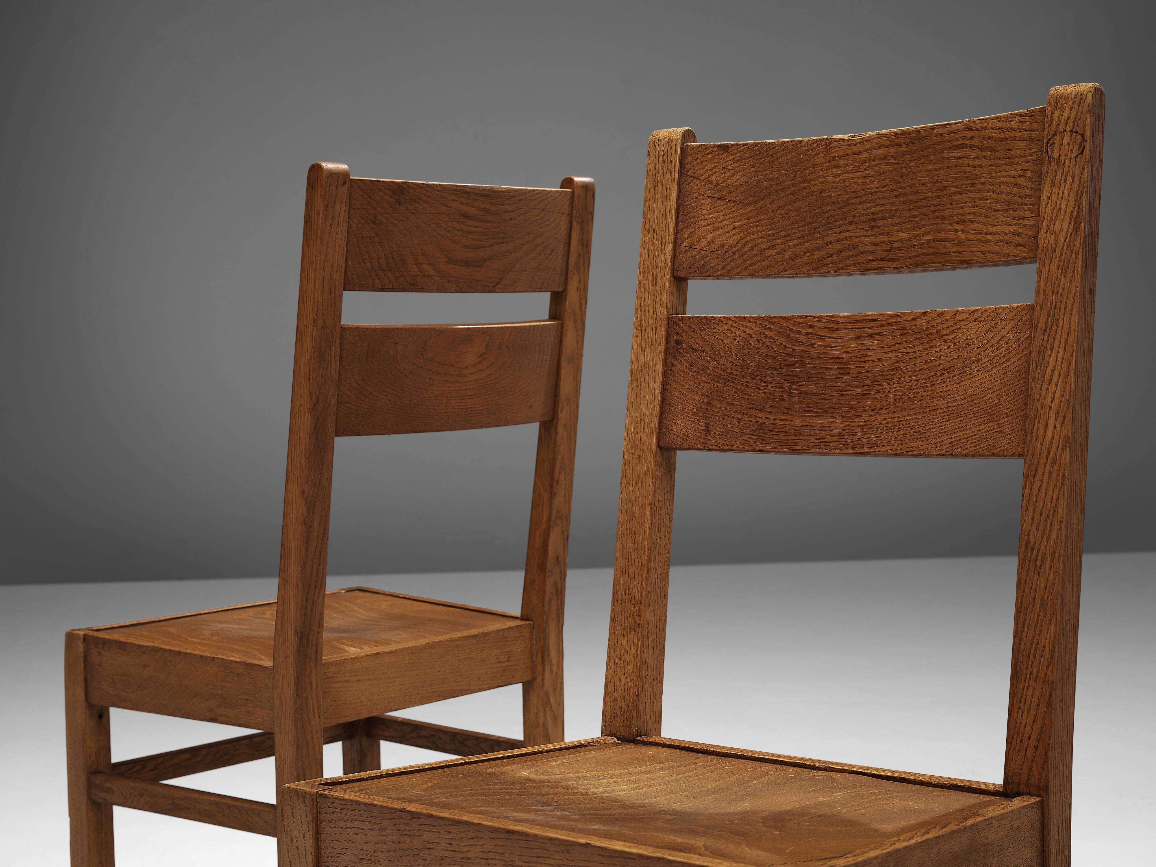 Art Deco Dutch Dining Chairs in Oak For Sale