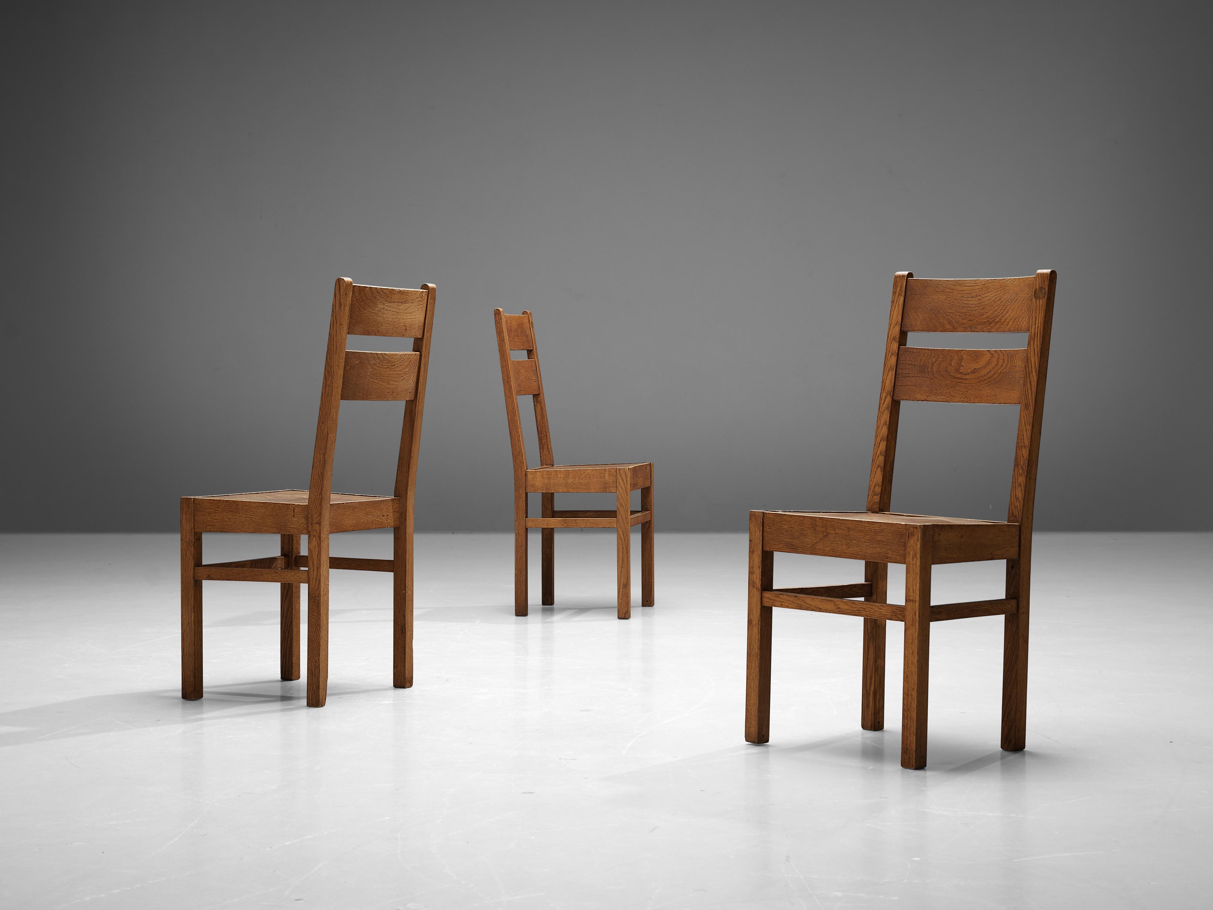 Mid-20th Century Dutch Dining Chairs in Oak For Sale