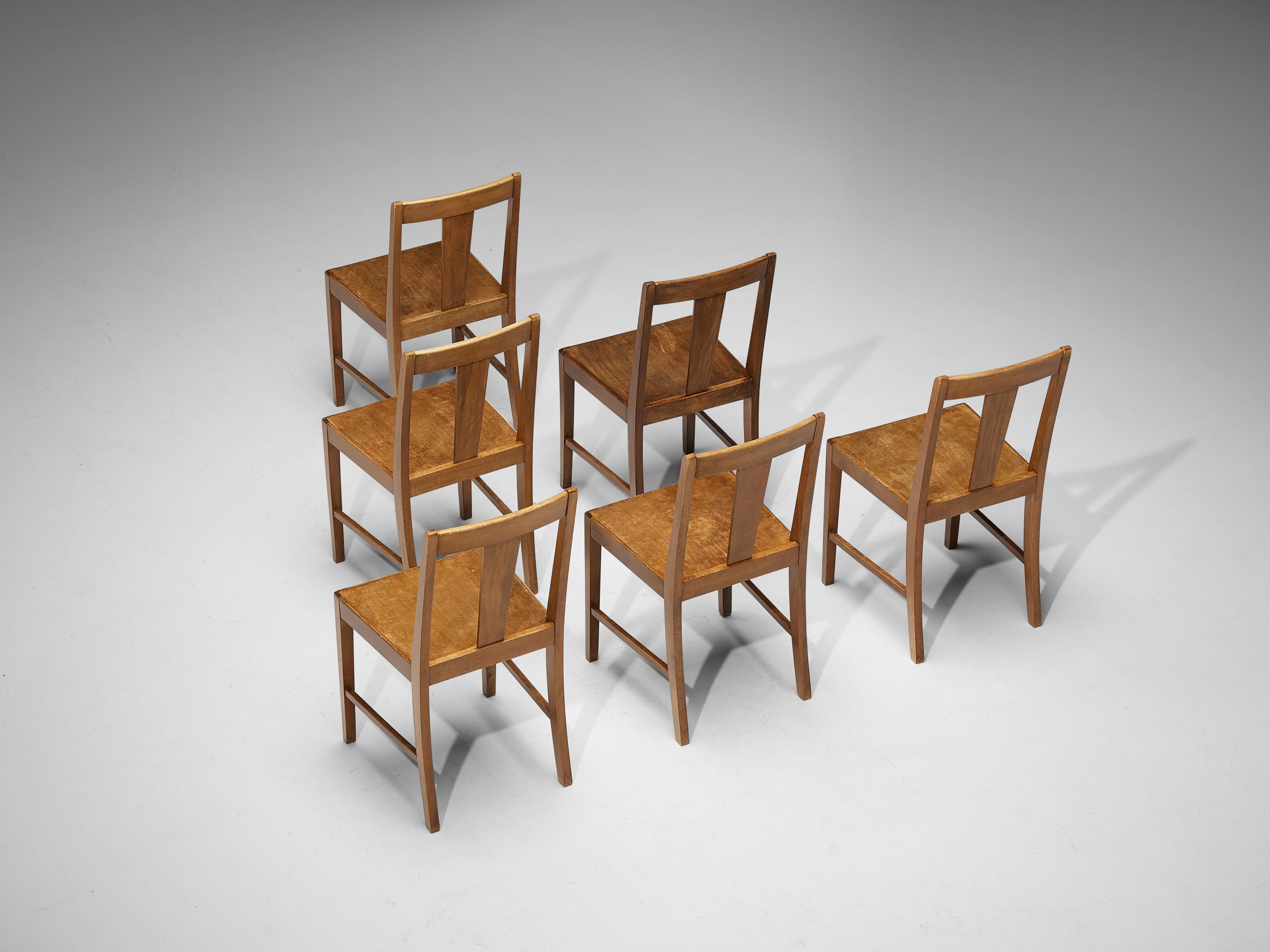 Milieu du XXe siècle Chaises de salle à manger hollandaises en Wood Wood en vente