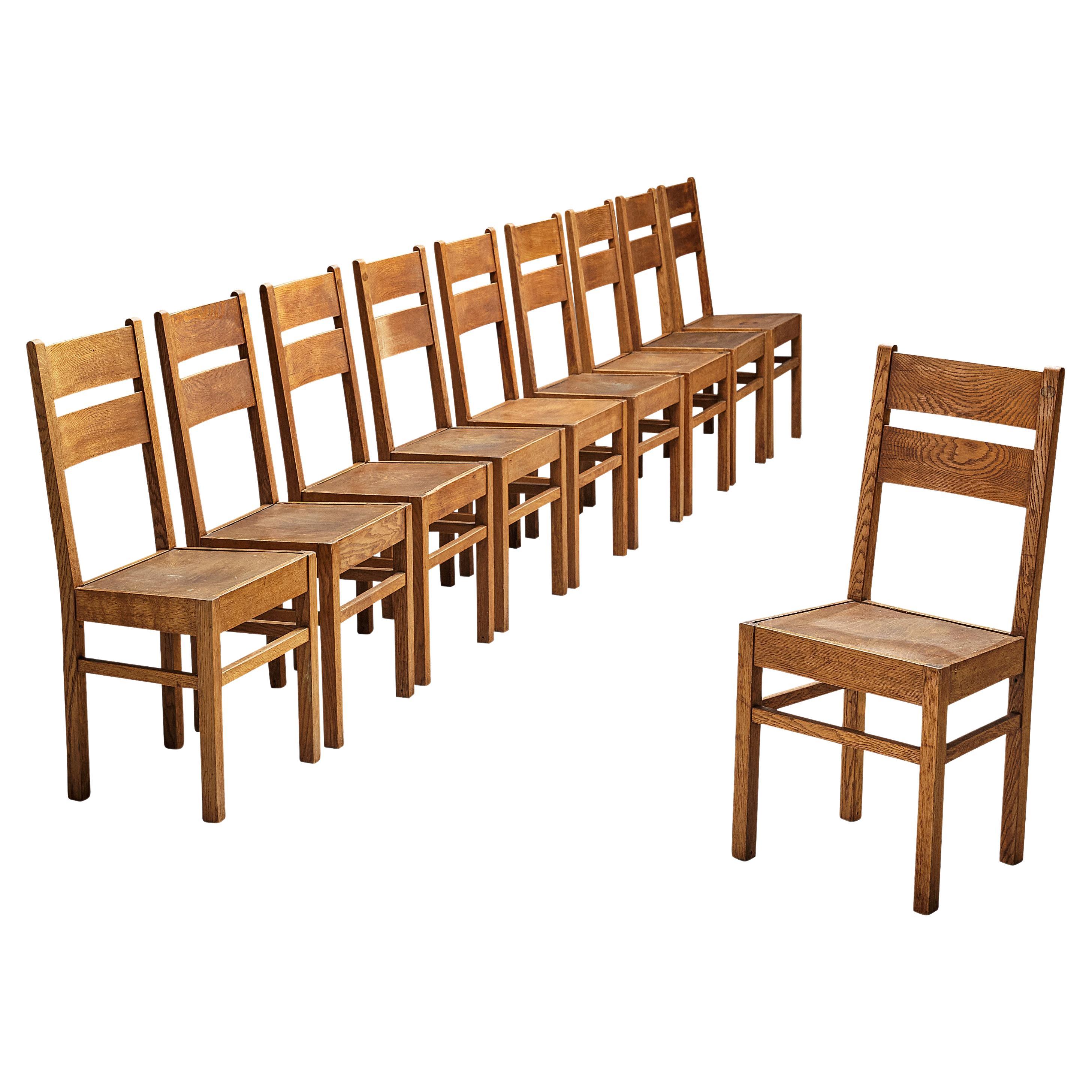 Chaises de salle à manger hollandaises en chêne