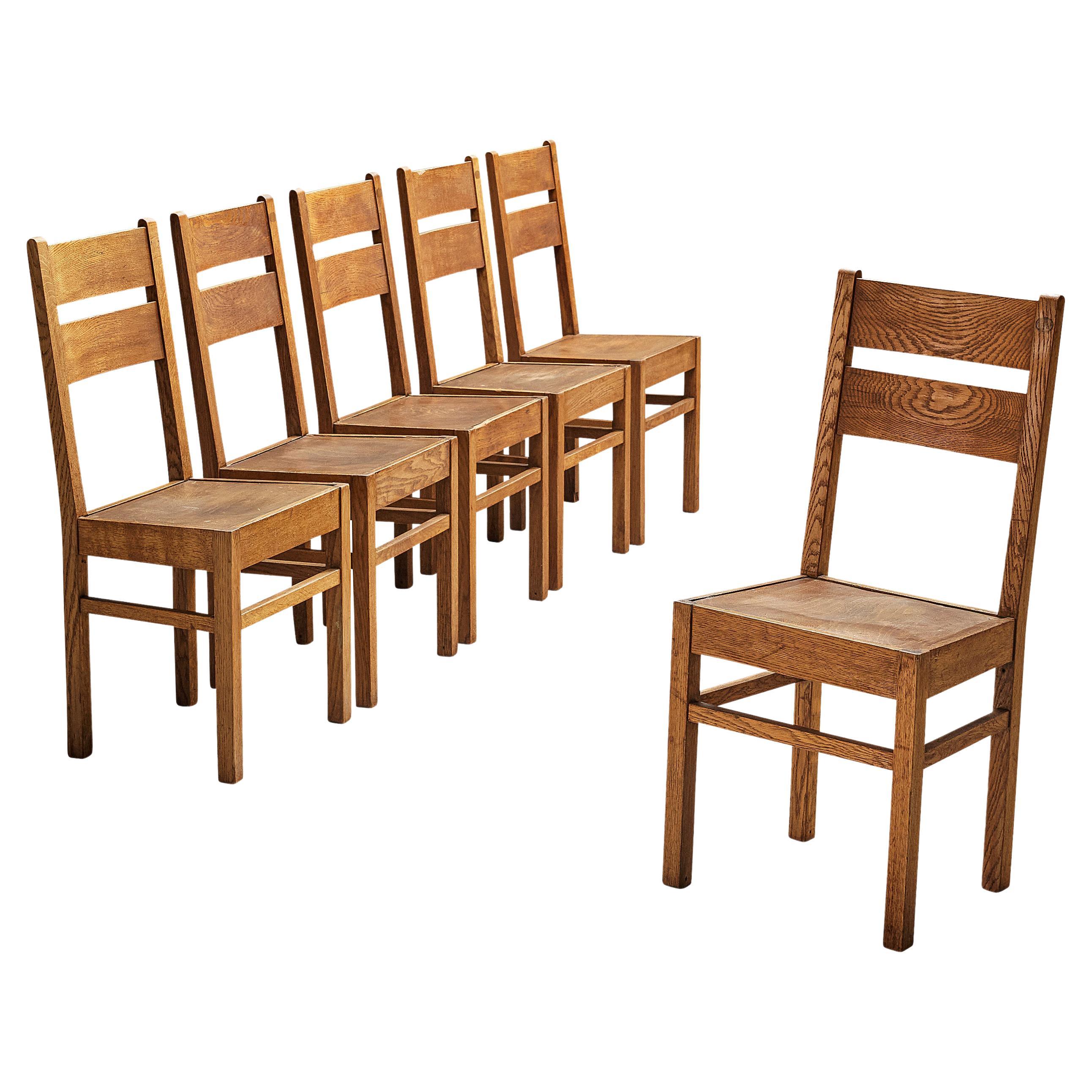 Dutch Dining Chairs in Oak For Sale