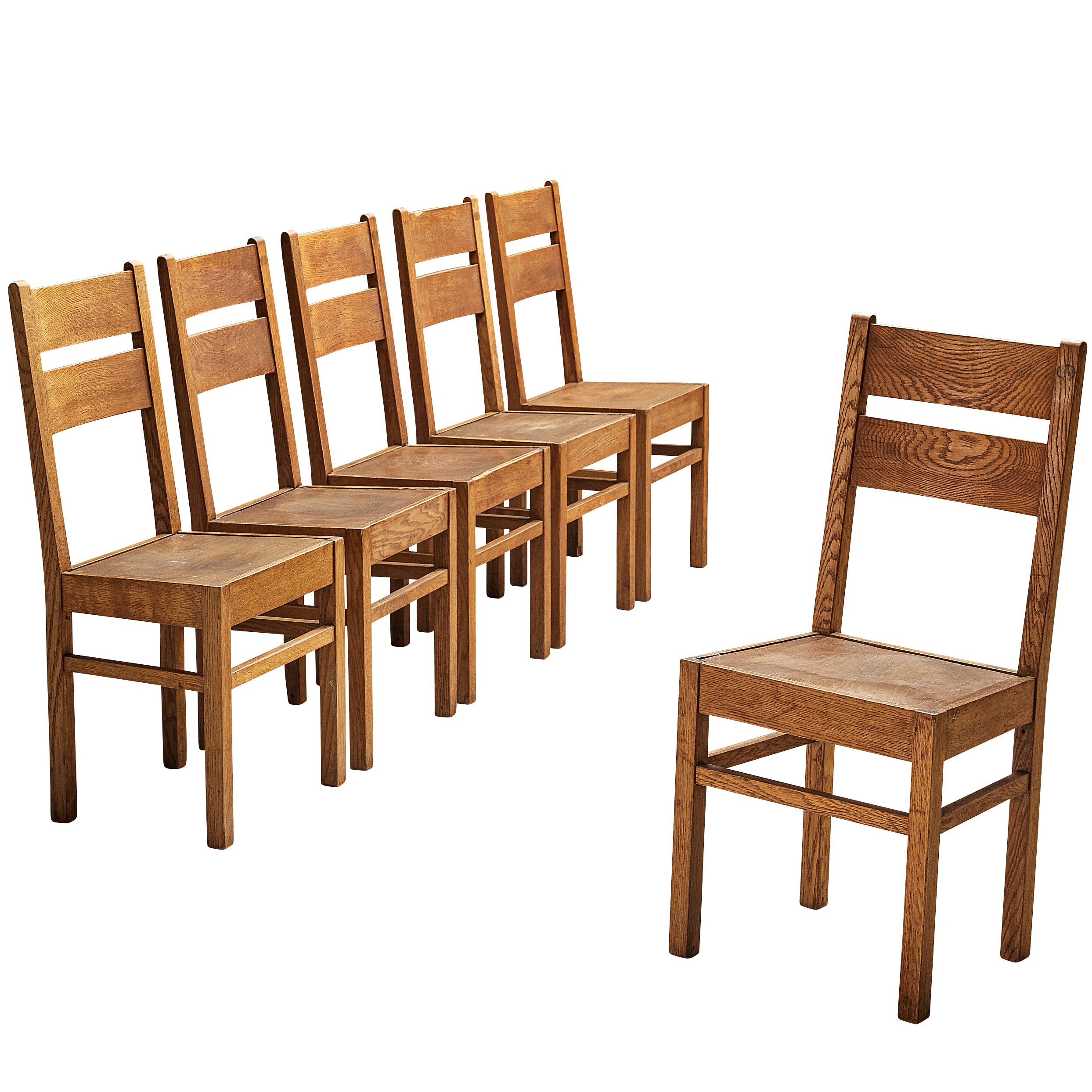 Dutch Dining Chairs in Oak For Sale