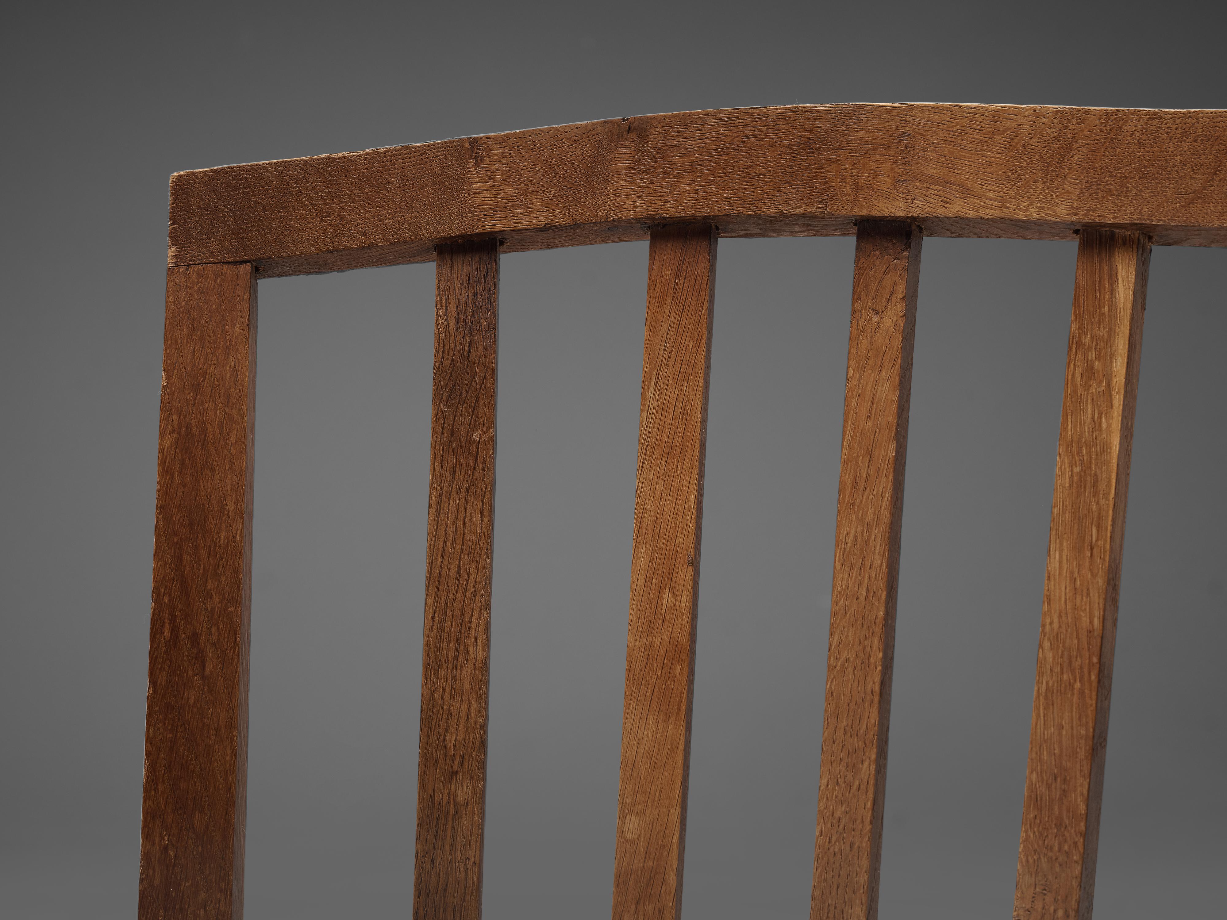 Mid-20th Century Dutch Dining Chairs in Stained Oak and Paper Cord Seating For Sale