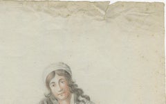 Dutch Drawing of a Standing Woman with Staff – Attributed to Verburgh, 1797