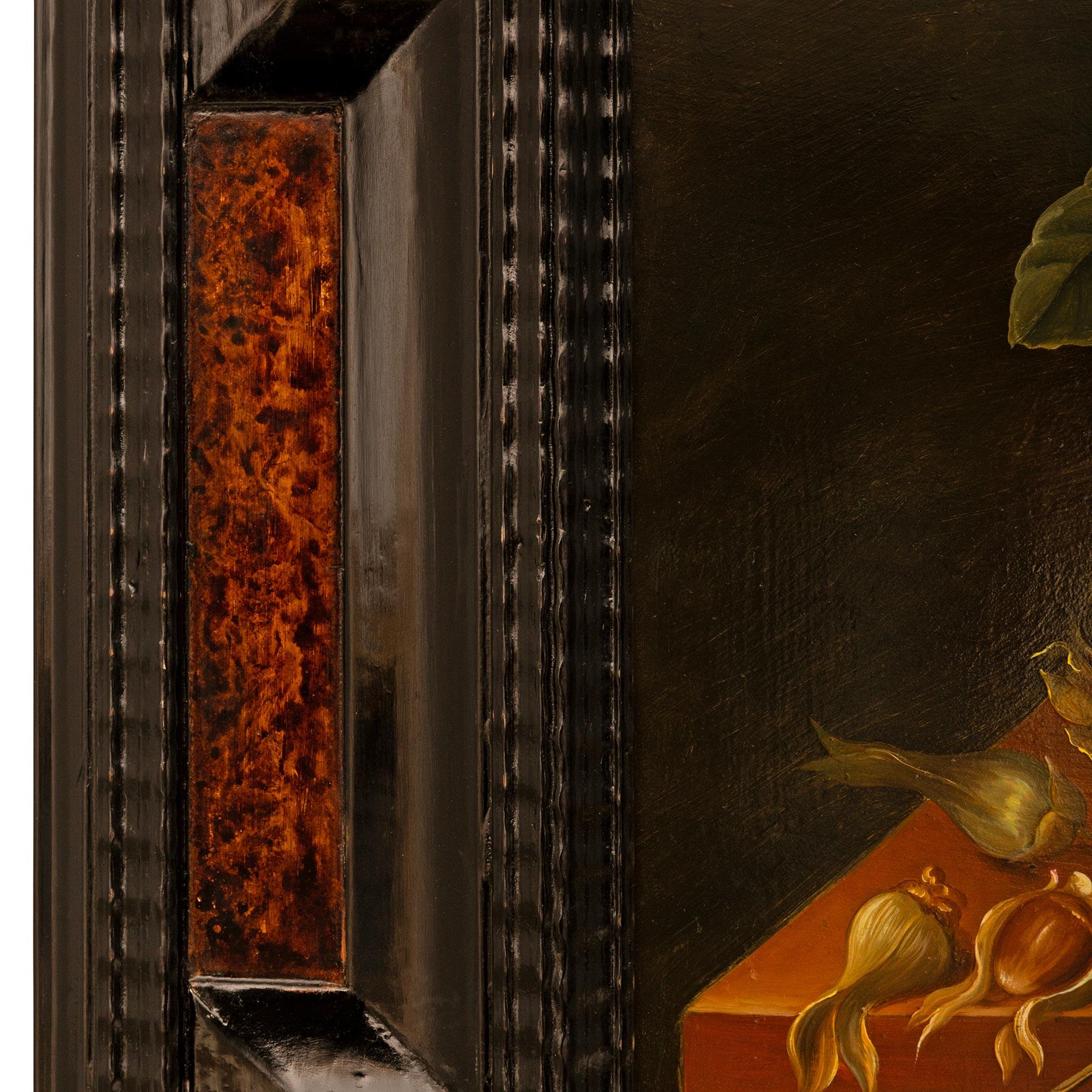 19th Century Dutch early 19th century faux painted Burl Wood and Fruitwood copper painting For Sale