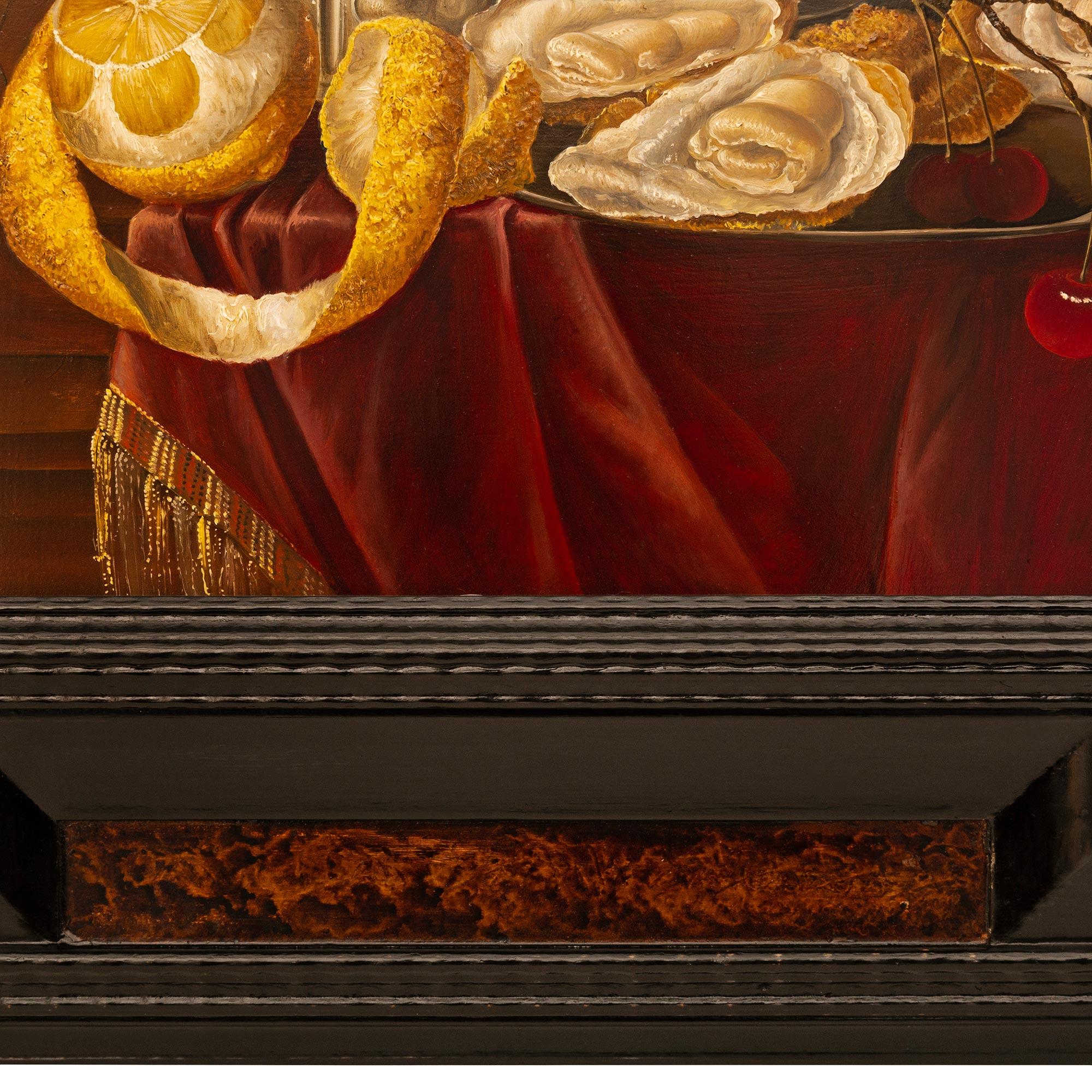 Dutch early 19th century faux painted Burl Wood and Fruitwood copper painting For Sale 3