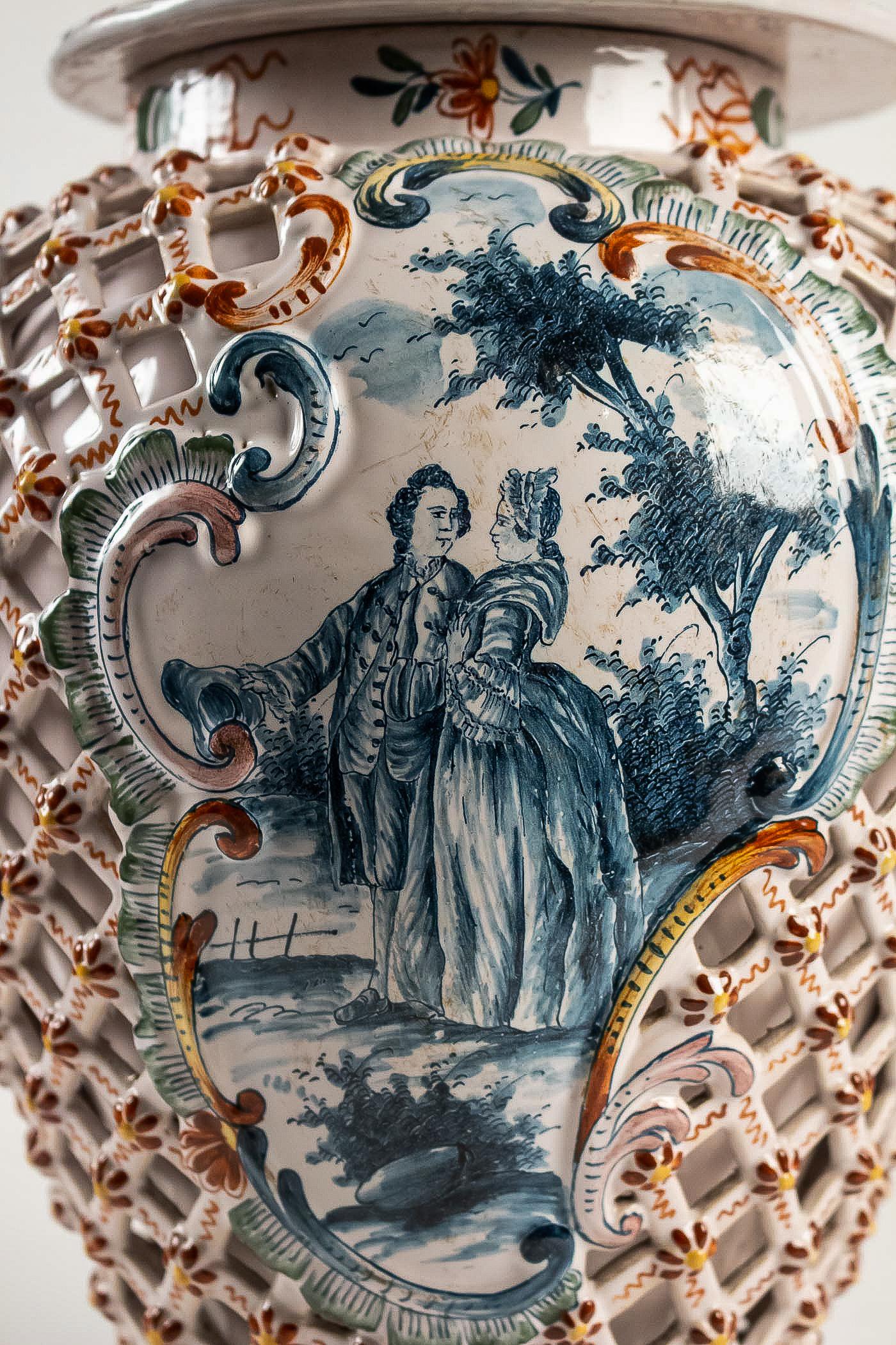 Dutch Early-19th Century Polychrome Delft Faience Pair of Vases, circa 1810-1818 10