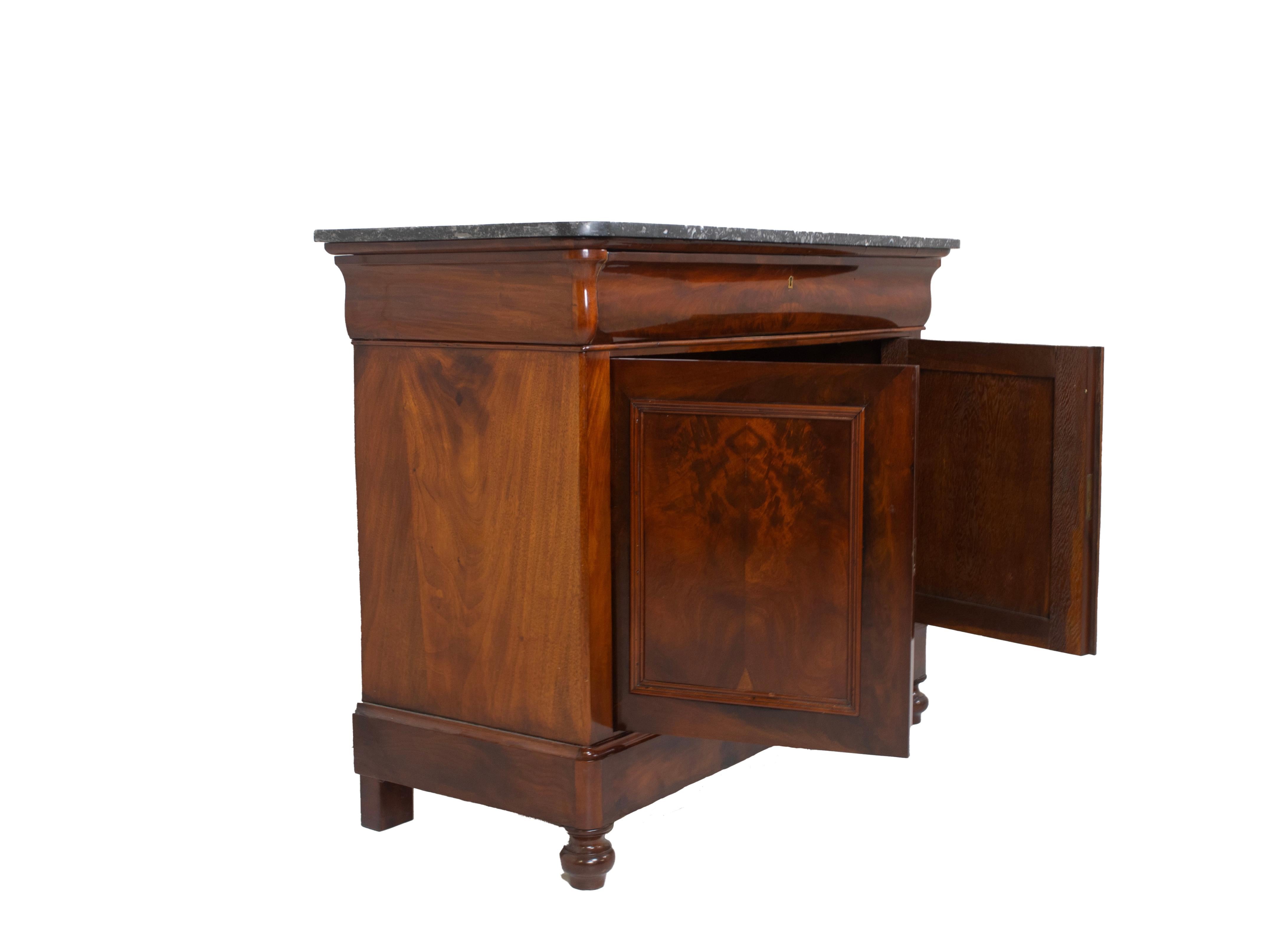 Dutch Early Biedermeier Cabinet in Mahogany with Marble Top, Mid 19th Century 2