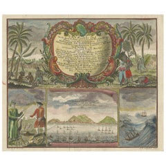 Dutch East India Company Engraving of Batavia and Trade, Heydt 1744