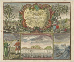 Dutch East India Company Engraving of Batavia and Trade, Heydt 1744
