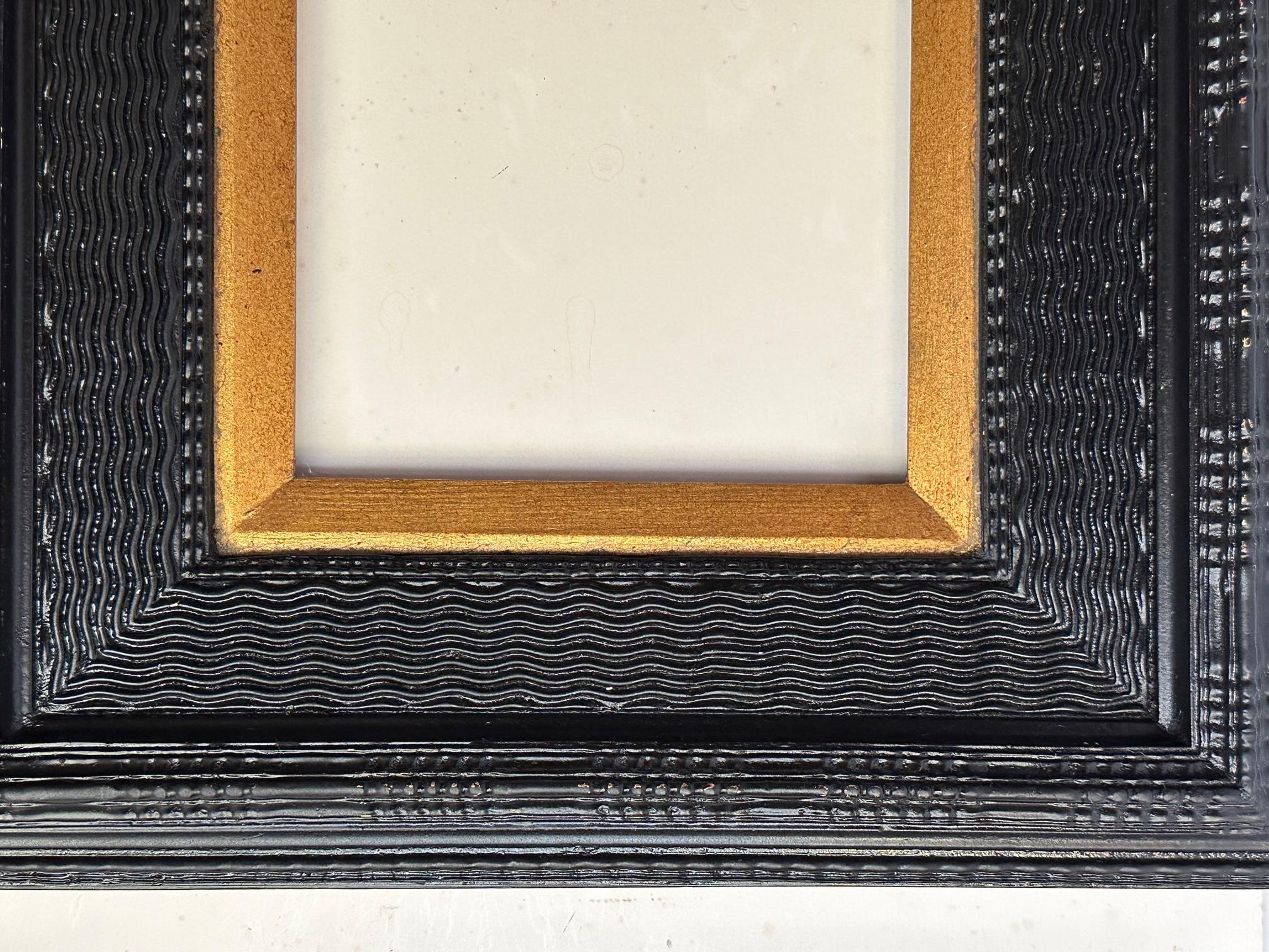 Dutch Ebonized Ripple Molded Picture Frame Early 20th Century. In Good Condition For Sale In Vero Beach, FL