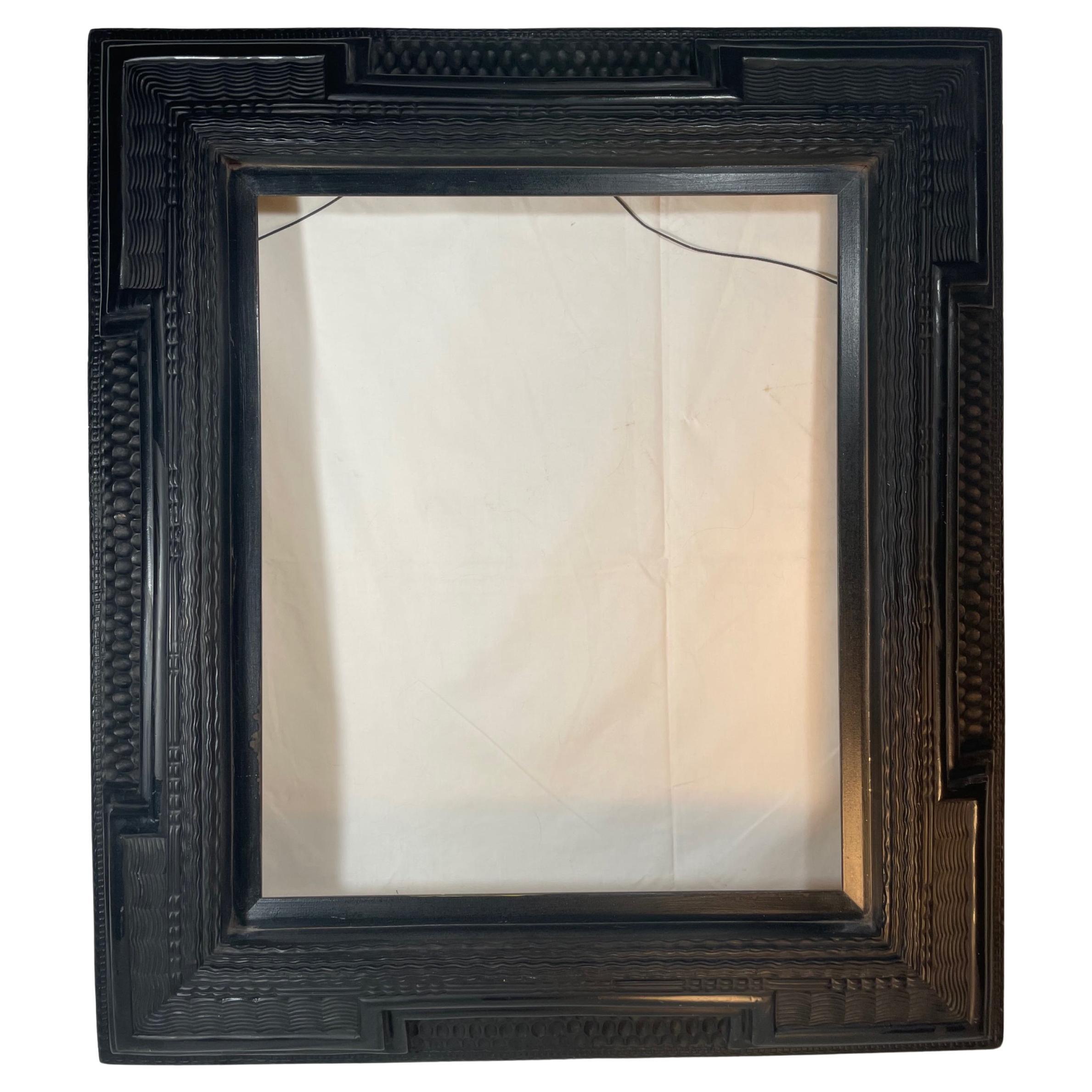 Dutch Ebonized Ripple Molded Picture Frame Early 20th Century