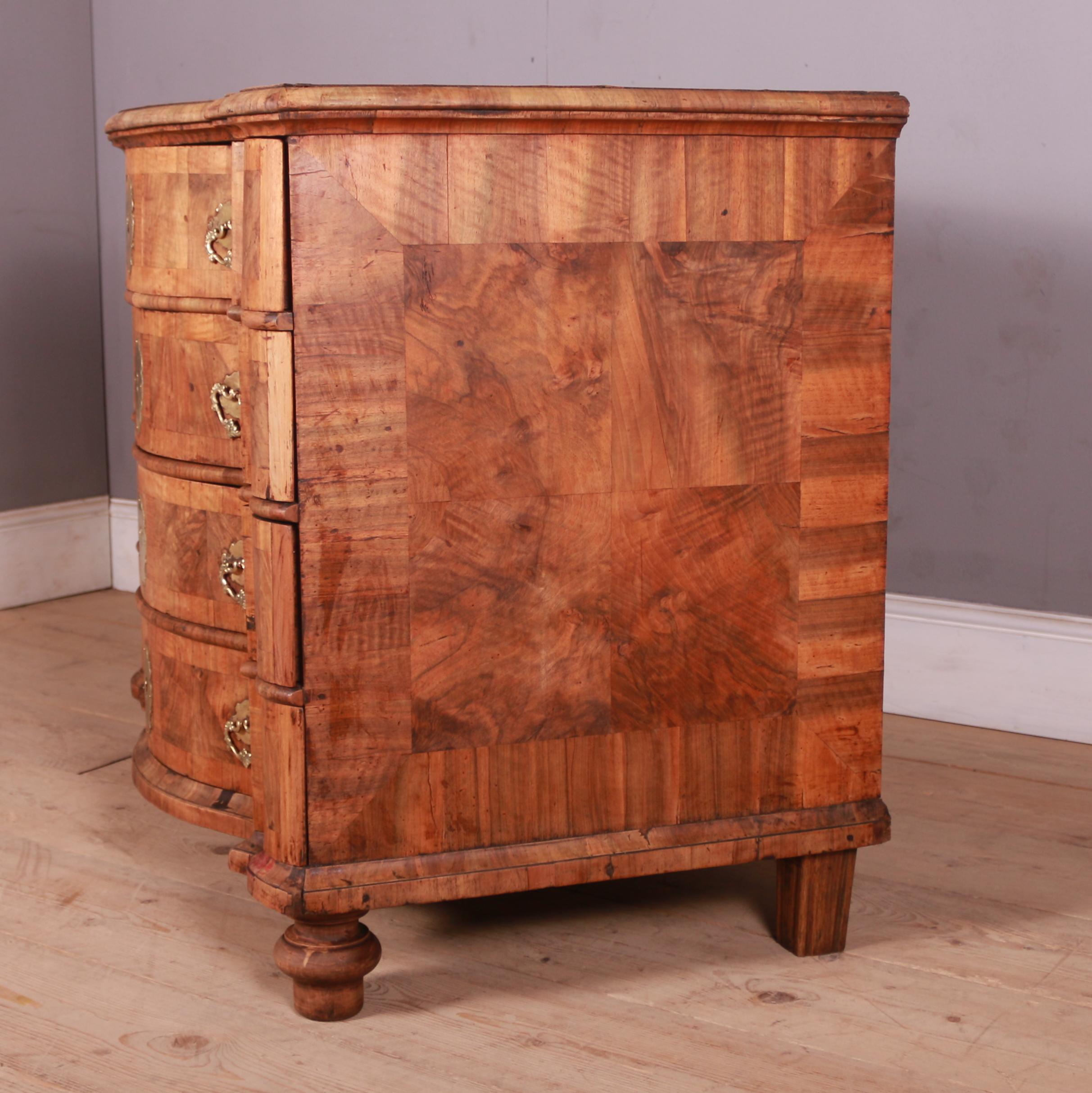 Cross-Banded 19th Century Dutch Elm and Walnut Serpentine Commode