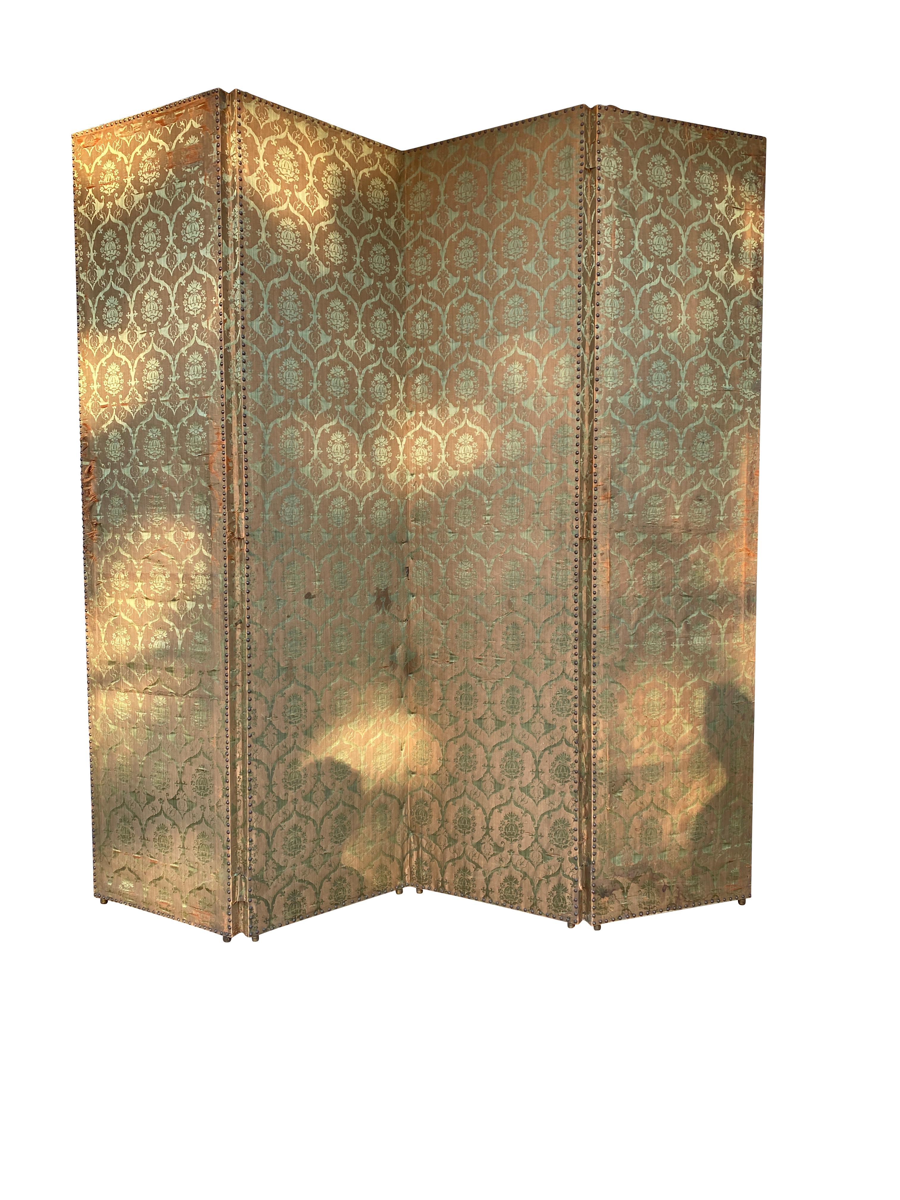 Dutch Embossed and Painted Leather Screen 3