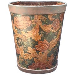 Dutch Embossed and Painted Leather Trash Can